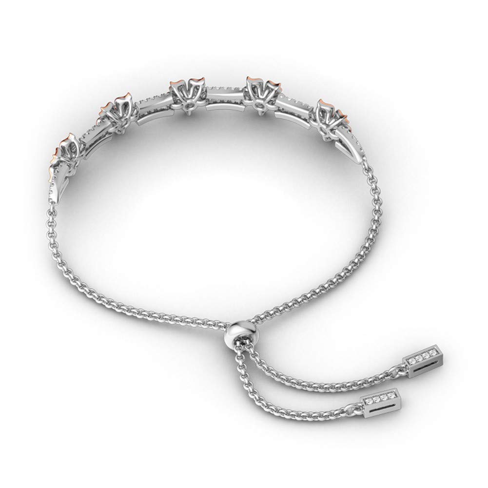 Jeulia Sterling Silver Cherry Blossom Bracelet for Women - Adjustable Boho Flower Bracelet with Gemstones, Perfect for Summer Weddings, Bridesmaid Gifts & Everyday Boho Jewelry | Ideal for Beach Weddings, Date Nights & Festival Outfits