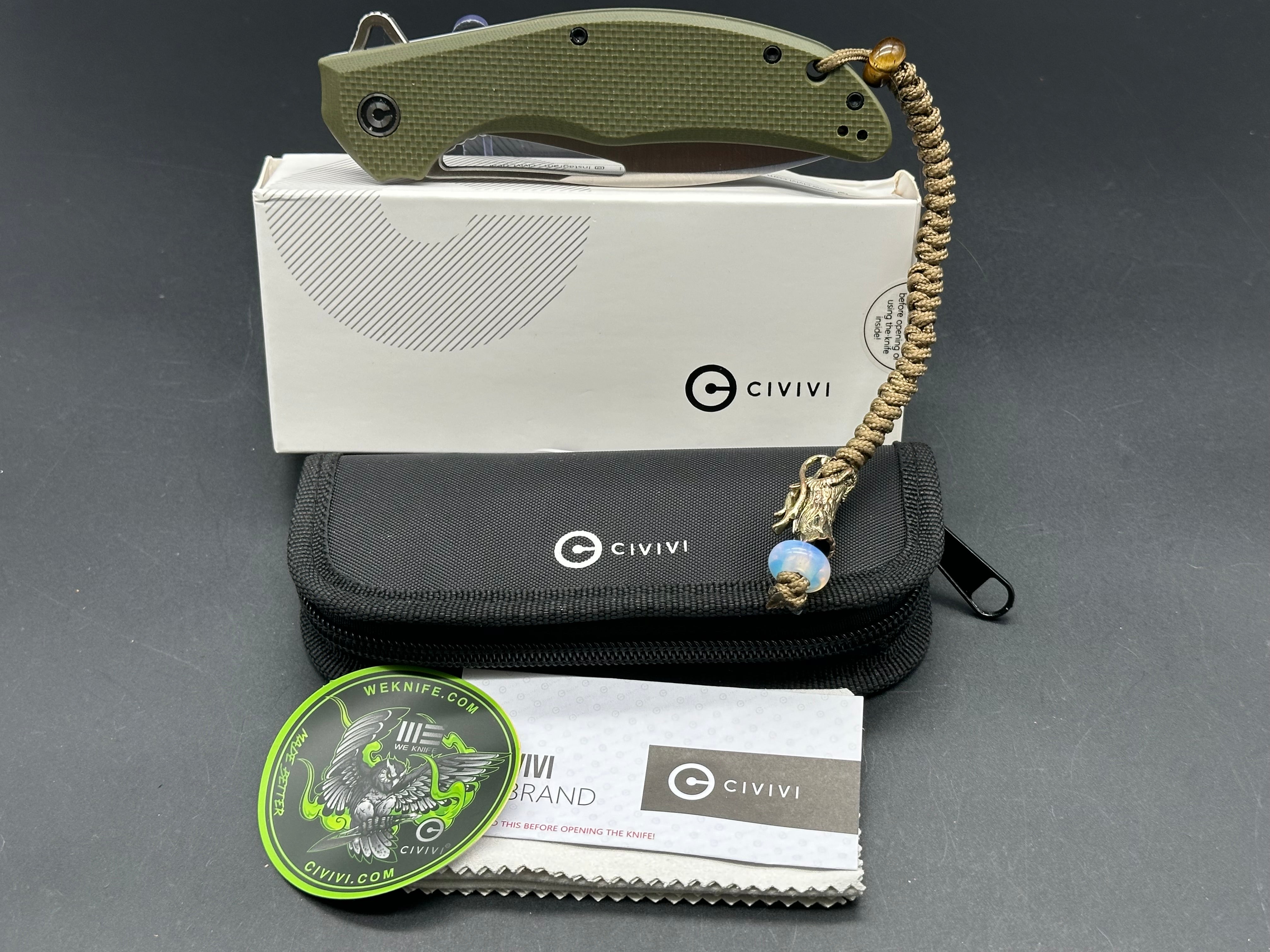 Civivi Vexer Folding Knife - OD Green D2 Steel Blade with Lanyard - EDC Pocket Knife for Camping, Hiking & Outdoor Adventures