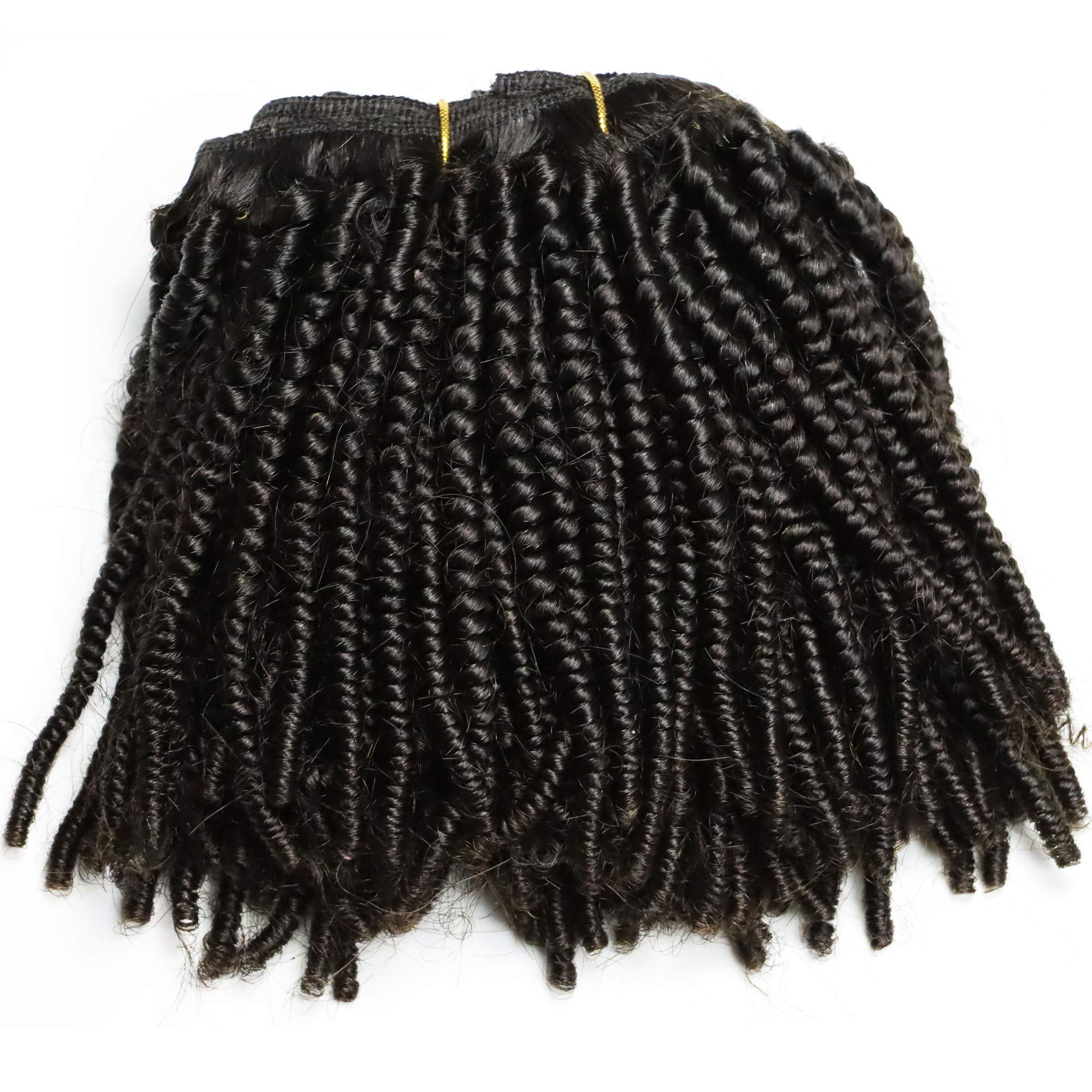 Virgin Human Hair Clip In Extensions 4C Afro Kinky Curly Tight Smallest Curls - 120g Real Human Hair Weave (Natural Color 4C Curly Clip Ins, 14 Inch) for Black Women & Protective Styles - Perfect for Daily Wear, Parties & Special Occasions