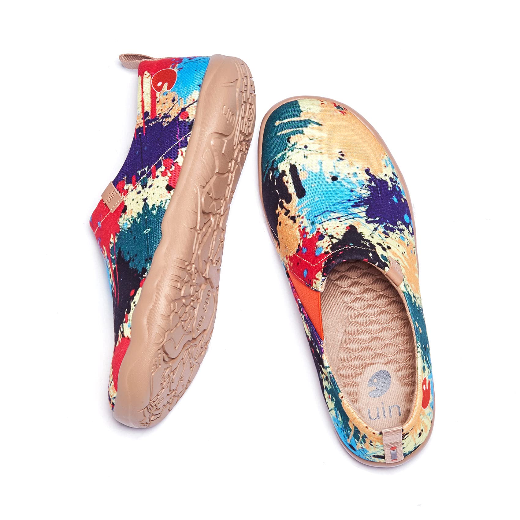 UIN Women's Slip On Sneakers - Comfortable Knit Loafers with Artistic Painting | Soft Walking Shoes for Women | Perfect for Casual Wear, Travel & Everyday Comfort
