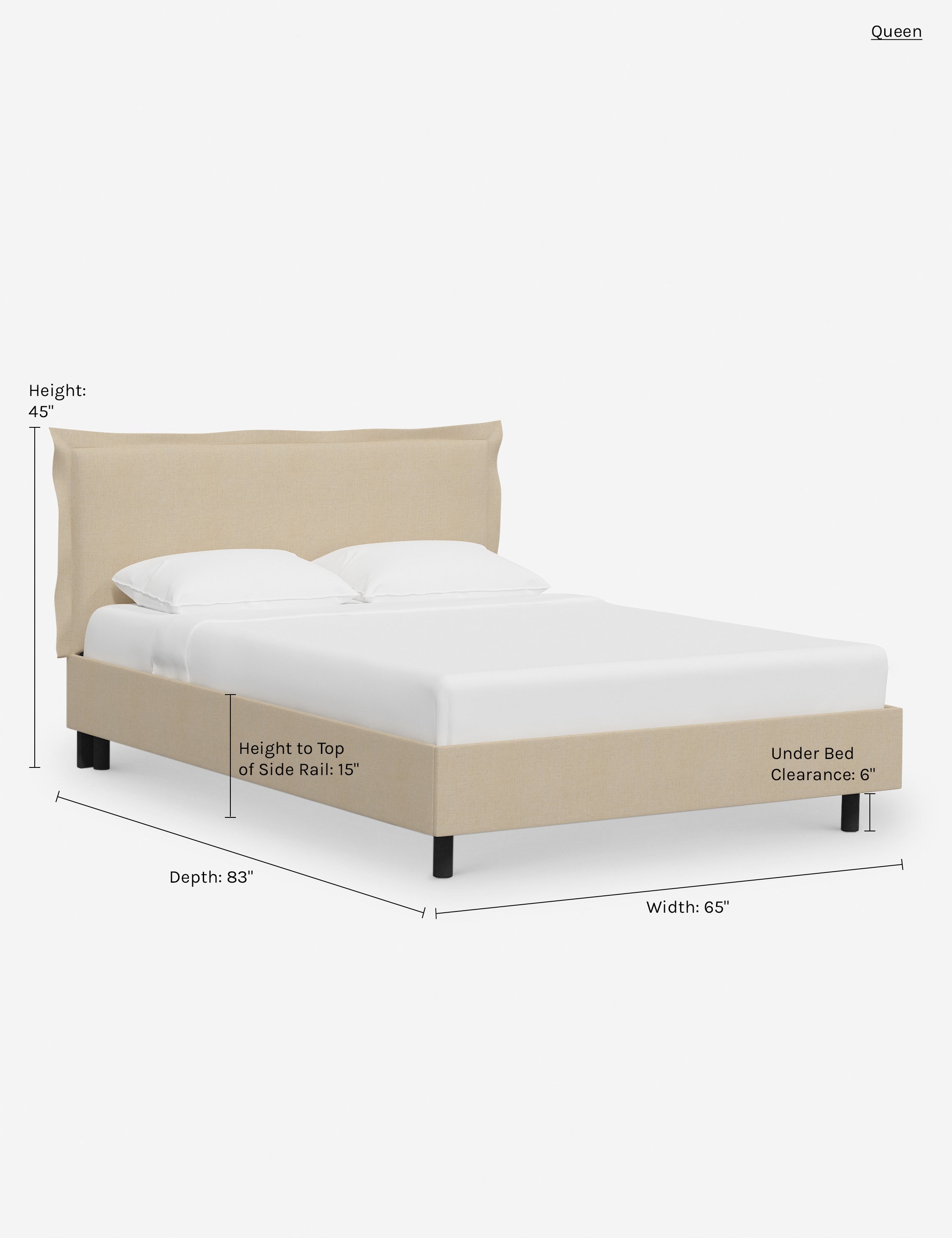 Elara Modern Platform Bed Frame - Queen Size, Wooden Slat Support, Sturdy & Noise-Free - Perfect for Bedroom, Guest Room, or Apartment