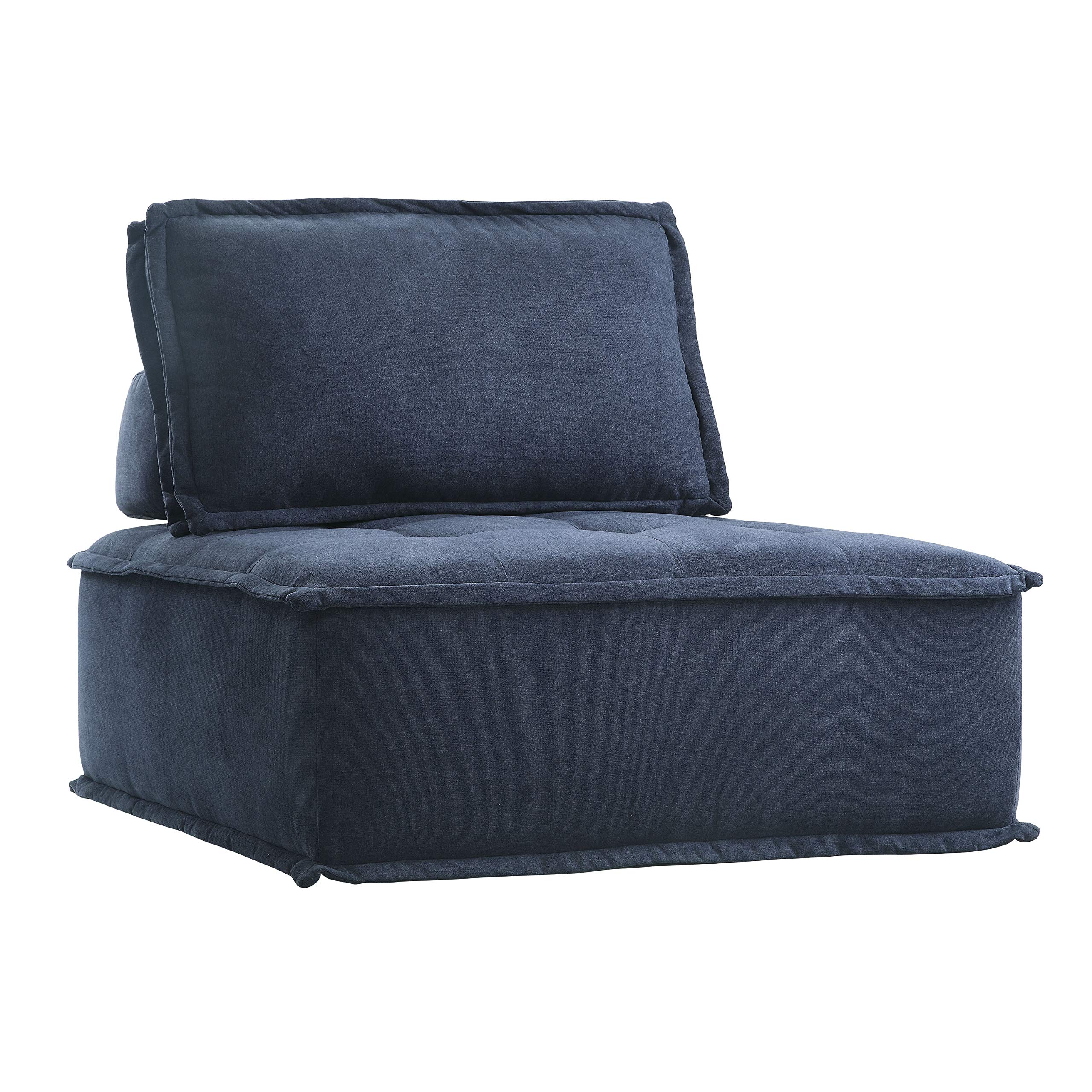 Lexicon Lusatia Fabric Modular Sectional Sofa - Blue Velvet Upholstered Living Room Couch for Modern Home & Apartment Decor