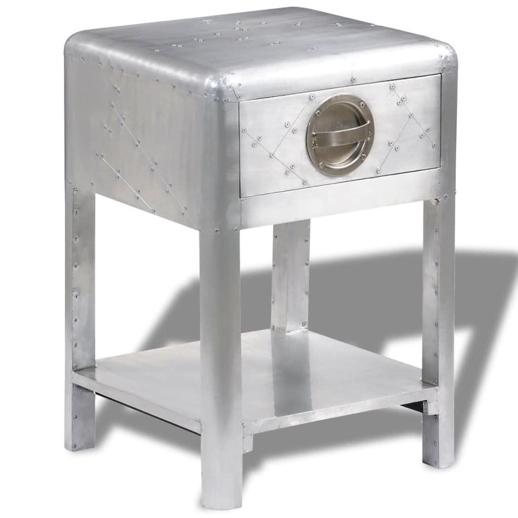 Vintage Aviator Style Coffee Table with Drawer - Side Table, End Table, Cocktail Table for Living Room, Bedroom & Office - Retro Aircraft Inspired Home Decor Furniture