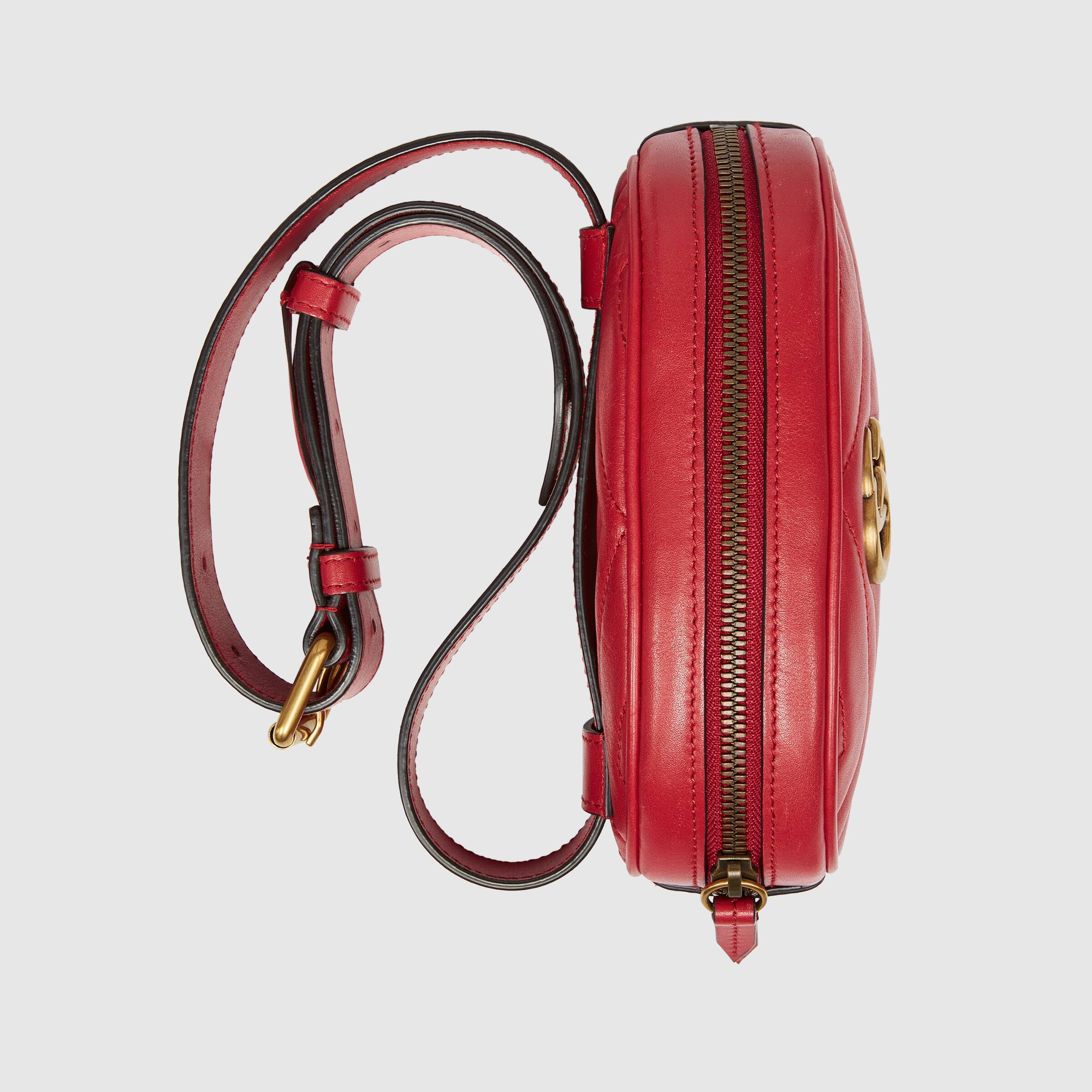 Gucci GG Marmont Matelassé Leather Belt Bag in Hibiscus Red | Crossbody Fanny Pack for Women | Perfect for Travel, Concerts & Everyday Use