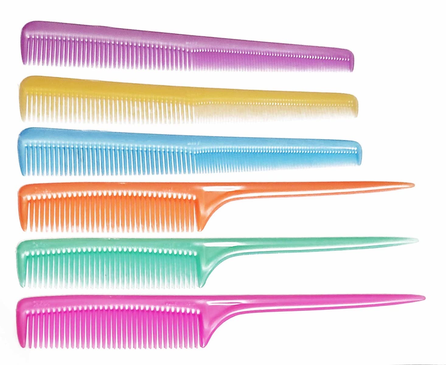 DeLegarde® 6-Pack Plastic Hair Combs for Men & Women - Wide & Fine Tooth Styling Comb Set for Detangling, Styling & Grooming - Perfect for Home, Travel & Salon Use