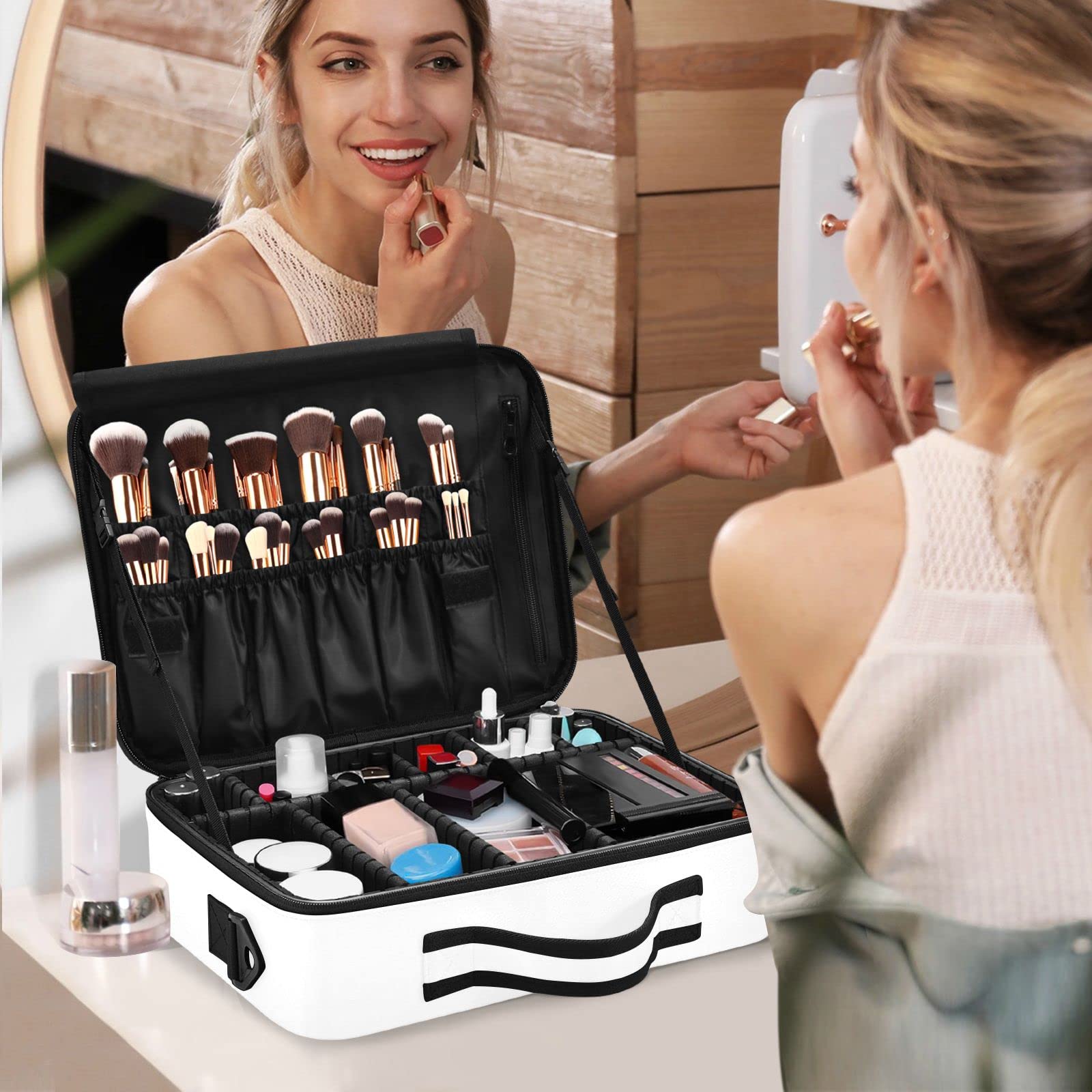 Moyyo G Travel Makeup Bag for Women - Professional Cosmetic Organizer & Portable Artist Storage Case - Perfect for Travel, Home, and Salon Use