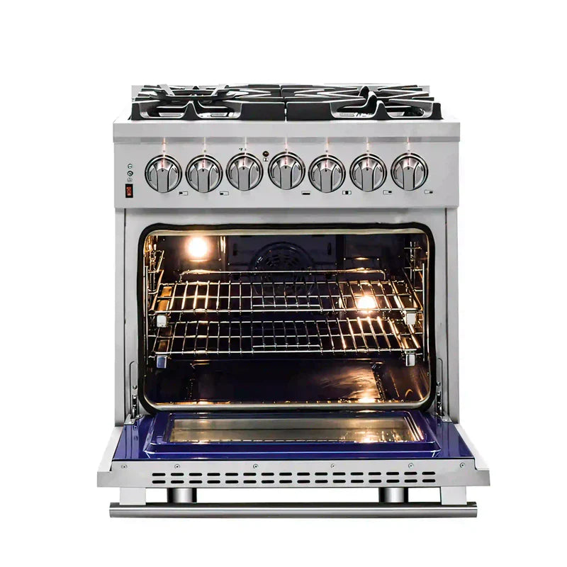 FORNO Massimo 30 Inch Freestanding Dual Fuel Range - Stainless Steel FFSGS6125 30
