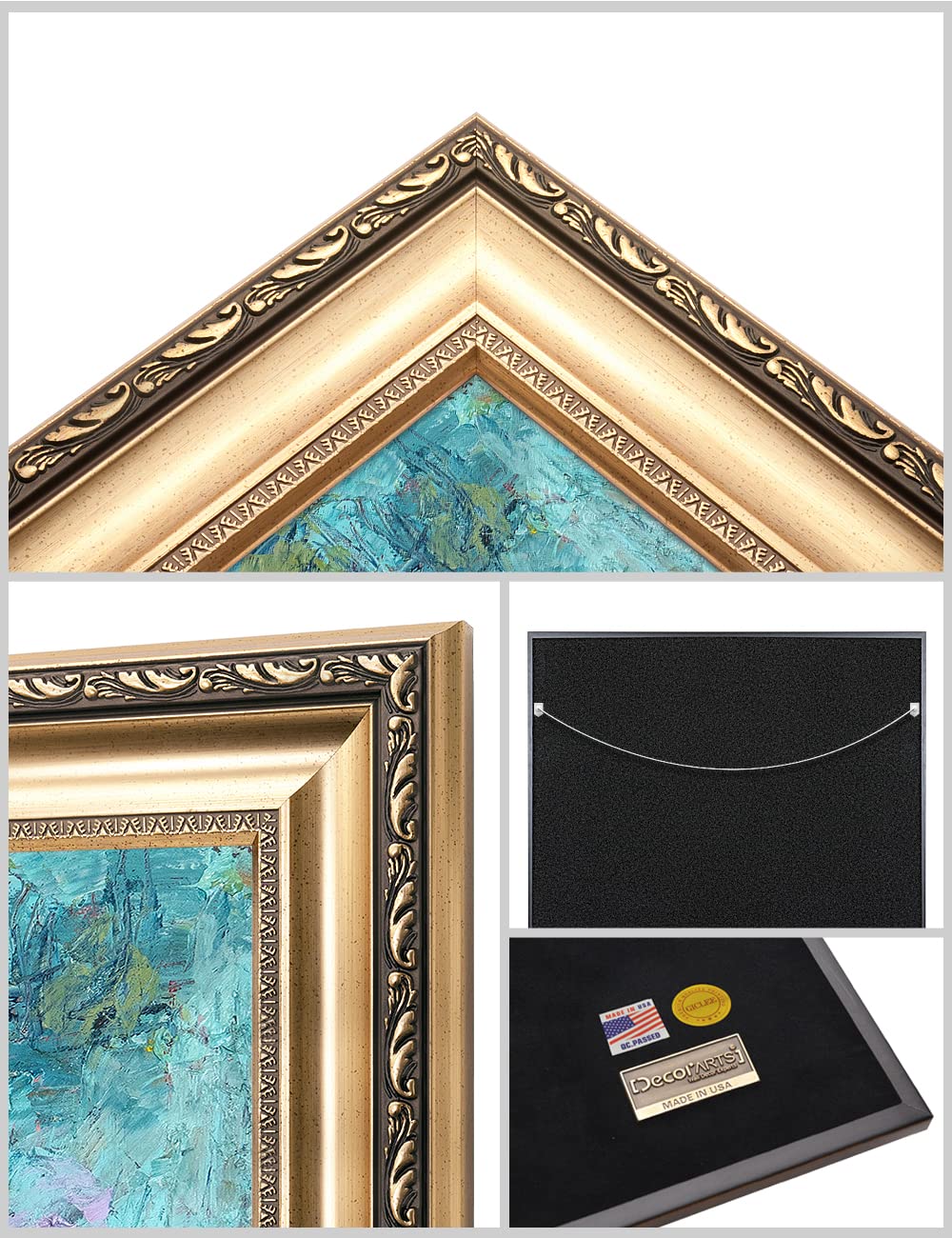 DECORARTS - After The Rain by David Ma - Floral Abstract Wall Art Print - Giclee on Canvas in Classic Golden Frame (26x26 Inches) - Ready to Hang - Perfect for Living Room, Bedroom & Office Decor