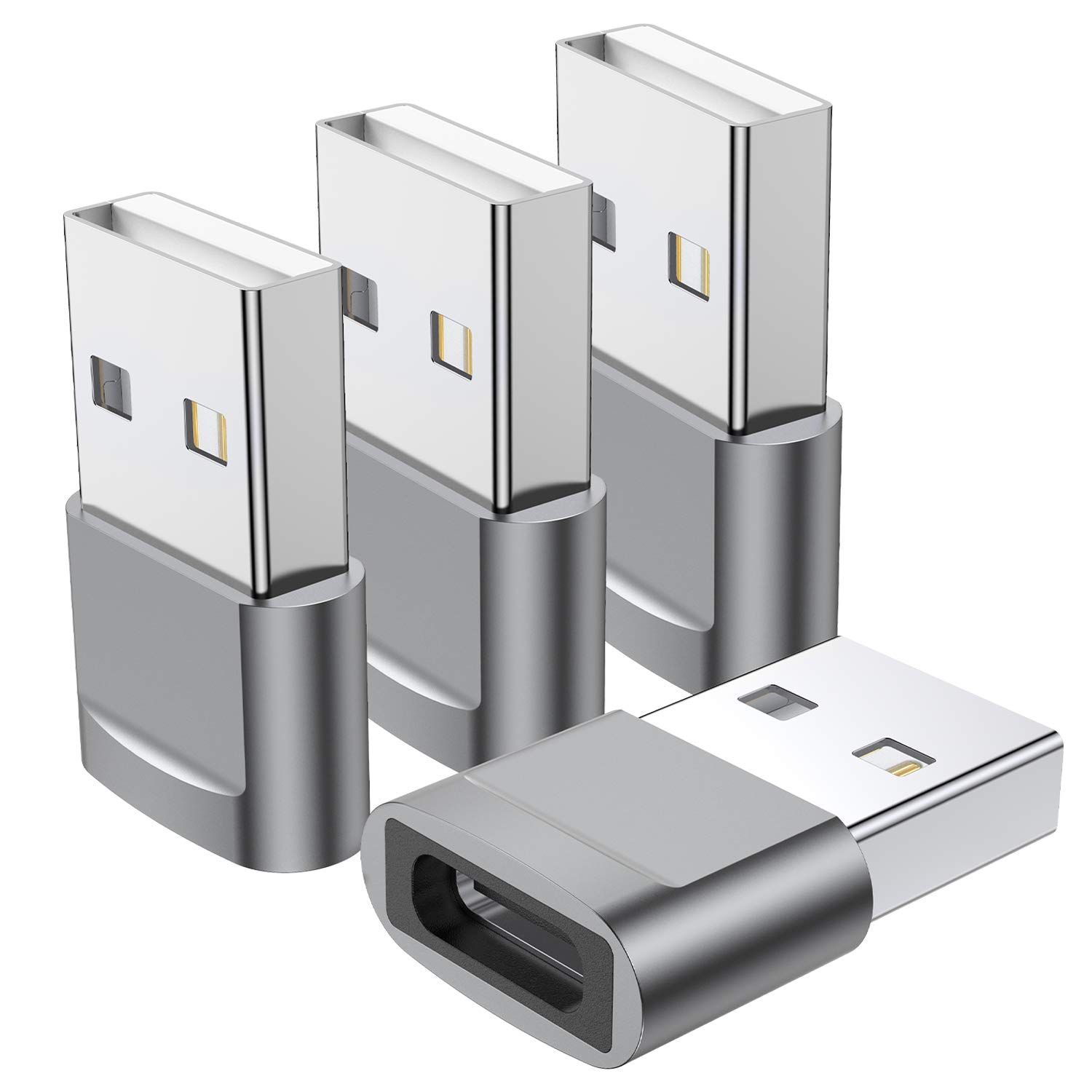 USB C Female to USB Male Adapter (4-Pack) - Type C to USB A Charger Converter for iPhone 16/15/14/13/12/11 Plus Pro Max, Samsung Galaxy S24/S23/S22 Ultra, Apple Watch Series 7/8, AirPods, iPad - Fast Charging Data Sync for Phones, Tablets & Accessories