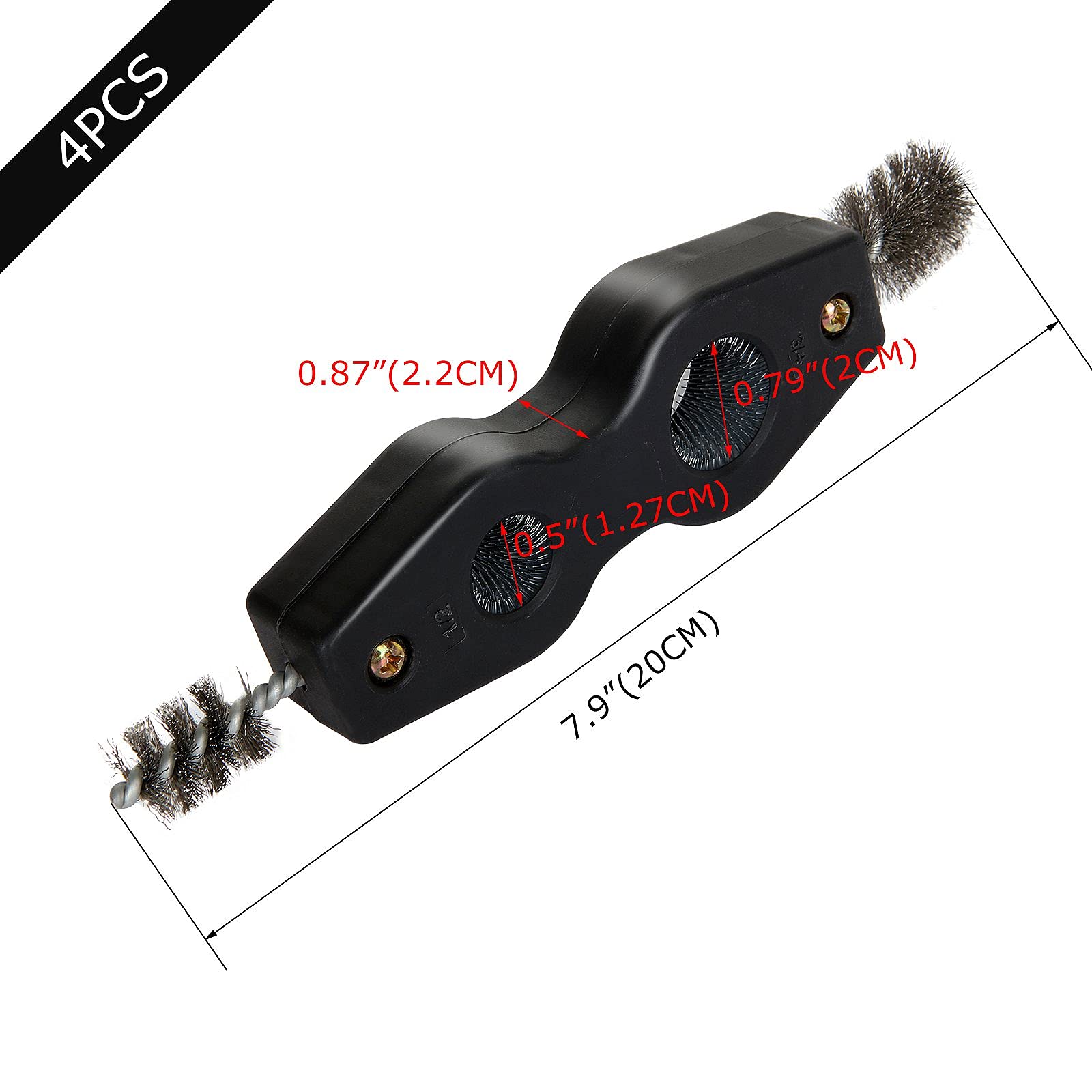 Holdware 4-in-1 Copper Tubing Brush Set - 4Pcs Black Pipe Cleaner & Fitting Brushes for Soldering, Brazing, Deburring Copper Pipes & Tubes - Perfect for Plumbing, HVAC & DIY Home Improvement Projects