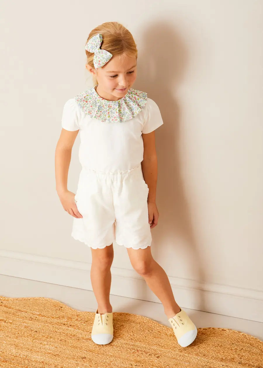 Liberty Fabric Floral Collar Top for Girls 2-10 Years | Pink Ruffled Blouse for Special Occasions & Photoshoots