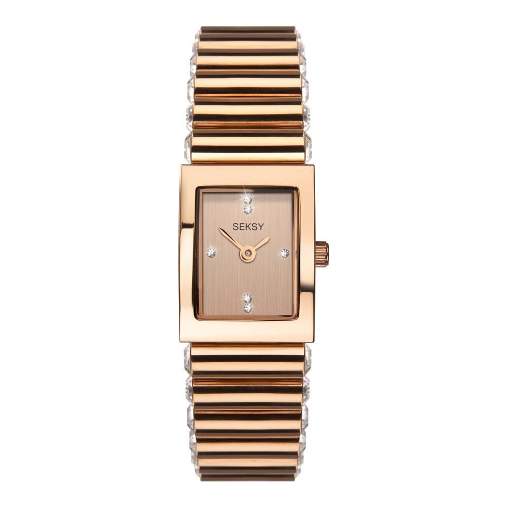 Seksy Women's Swarovski Crystal Bracelet Watch - Luxury Adjustable Water Resistant Wristwatch with Genuine Swarovski Crystals - Perfect for Parties, Weddings & Special Occasions