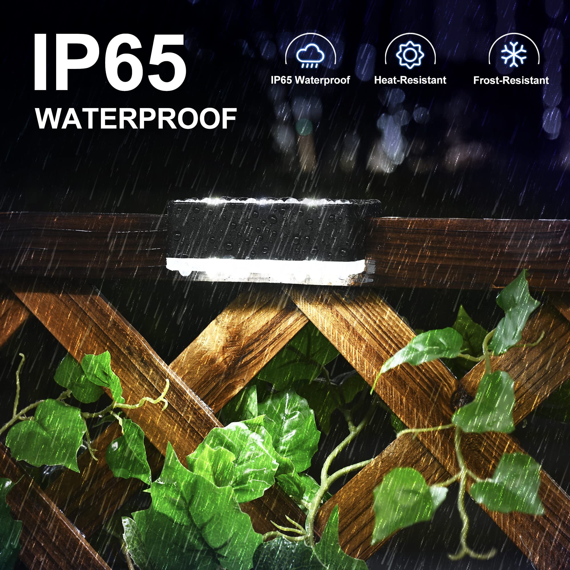 SOLPEX 16 Pack Solar Fence Lights - 6 LED Outdoor Solar Powered Waterproof Lights for Deck, Stair, Front Porch, Balcony, Walkway, Garden, Yard, Patio & Pool Decor - IP65 Waterproof Cold White - Perfect for Nighttime Safety & Landscape Lighting