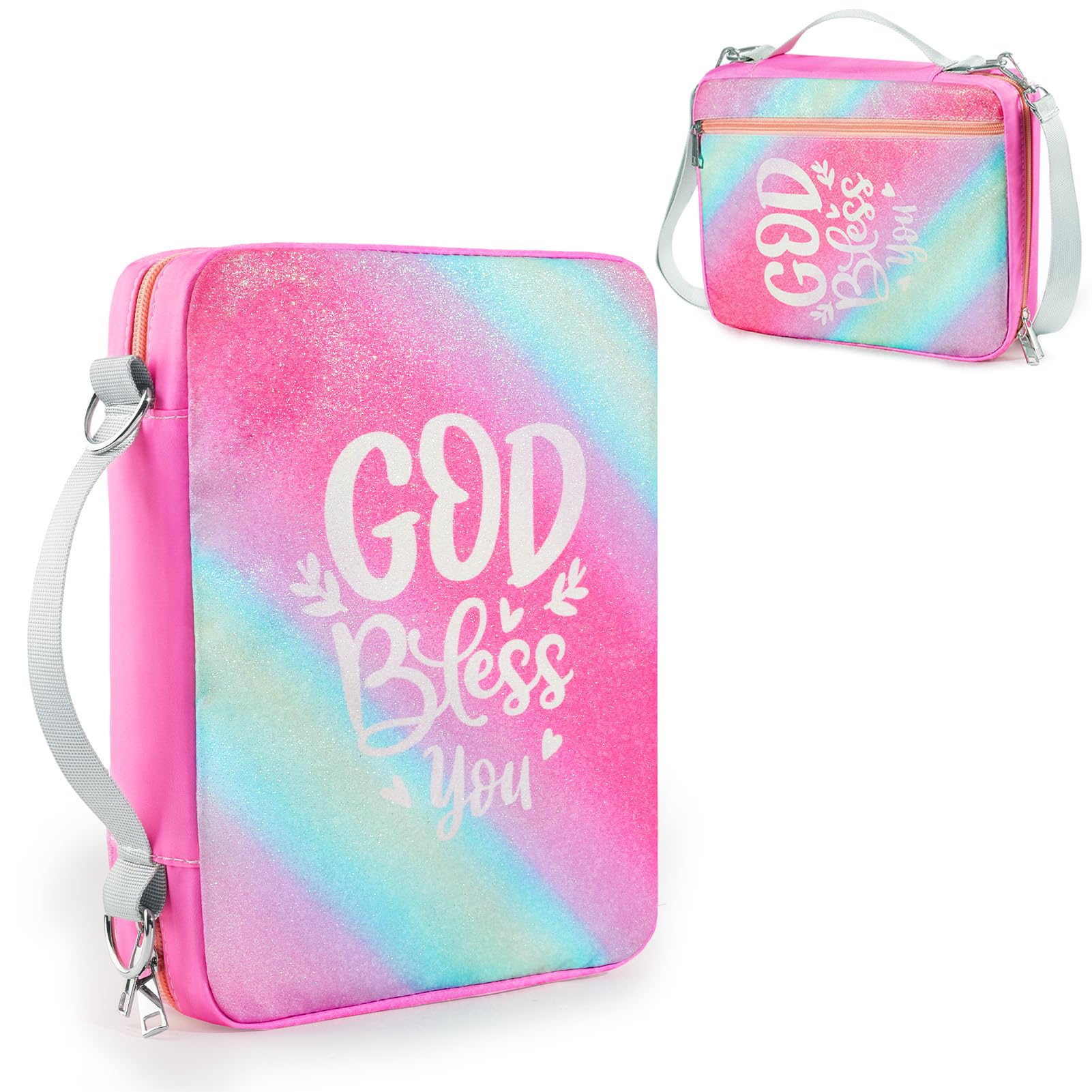 Glitter Bible Tote Bag with Shoulder Straps - Play Tailor Bible Cover Case for Women & Girls, Perfect Study Accessory for Church, Sunday School & Bible Study