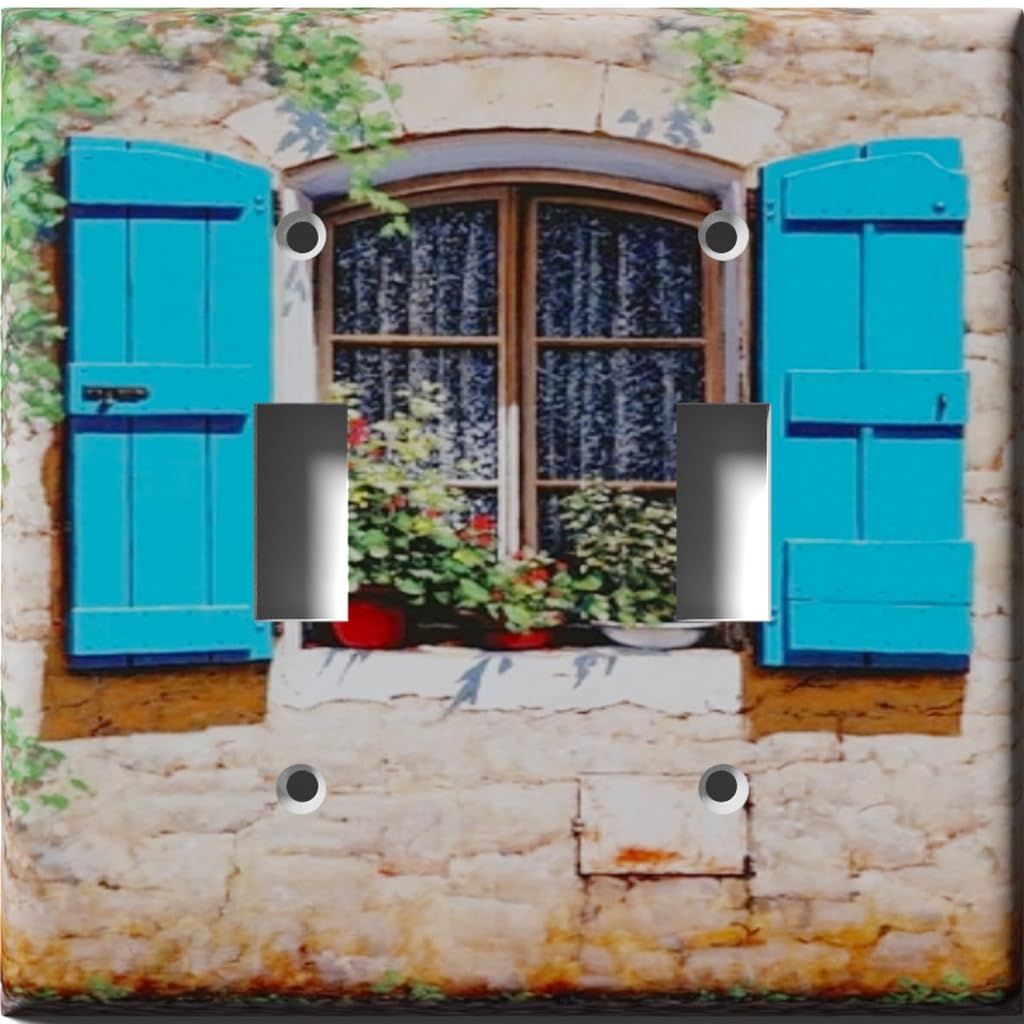 Decorative Light Switch Cover for Open Window Shutters - Double Toggle Wall Plate for Home Decor