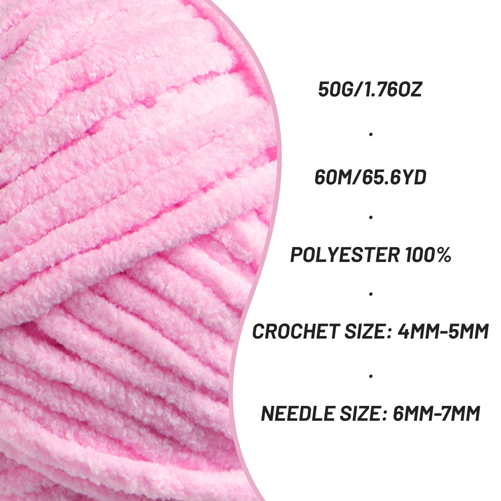 Soft Chunky Chenille Yarn for Crocheting - Velvet Plush Baby Yarn 50g/65.6yd - Perfect for Knitting Blankets, Amigurumi & DIY Crafts (Dark Pink) - Ideal for Baby Blankets, Scarves & Home Decor Projects