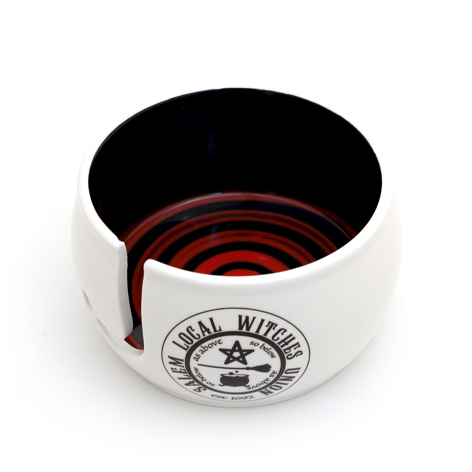 Salem Witches Yarn Bowl for Knitting & Crochet | Handmade Ceramic Halloween Craft Accessory by Lorrie Veasey - Perfect for Halloween Decor & Cozy Knitting Sessions