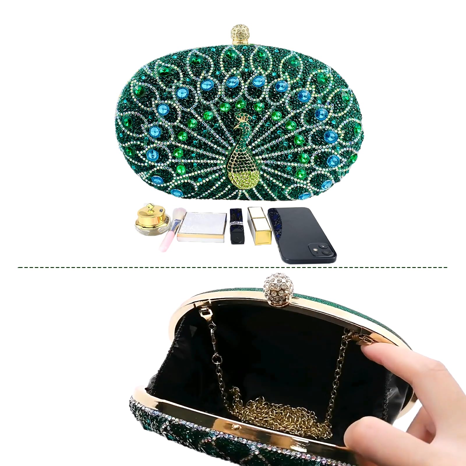 Sparkly Rhinestone Evening Clutch Purse for Women - Elegant Crystal Diamond Wedding Party Handbag | Perfect for Prom, Cocktail Events & Special Occasions