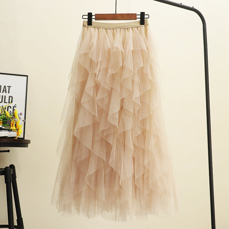 Women's Irregular Mesh Layered Cake Skirt - Fluffy Long Fairy Skirt for Boho Chic & Festival Outfits | Perfect for Concerts, Date Nights & Photo Shoots