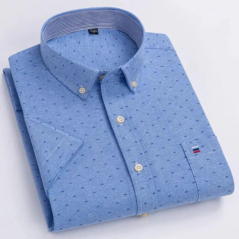 Men's Short Sleeve Casual Button Down Shirt - Breathable Cotton Comfort Fit - Perfect for Summer Outings & Business Casual Wear