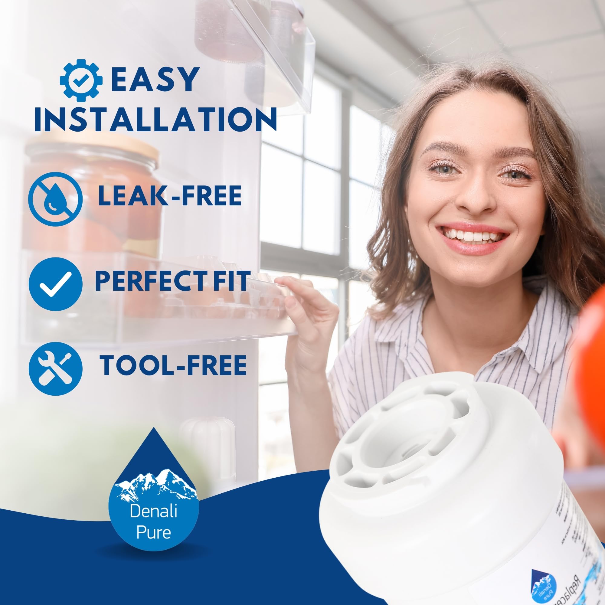 4-Pack GE PFCS1RKZHSS Refrigerator Water Filter Replacement - Compatible with GE MWF & MWFP Fridge Water Filters | Clean & Safe Drinking Water for Home & Office Use