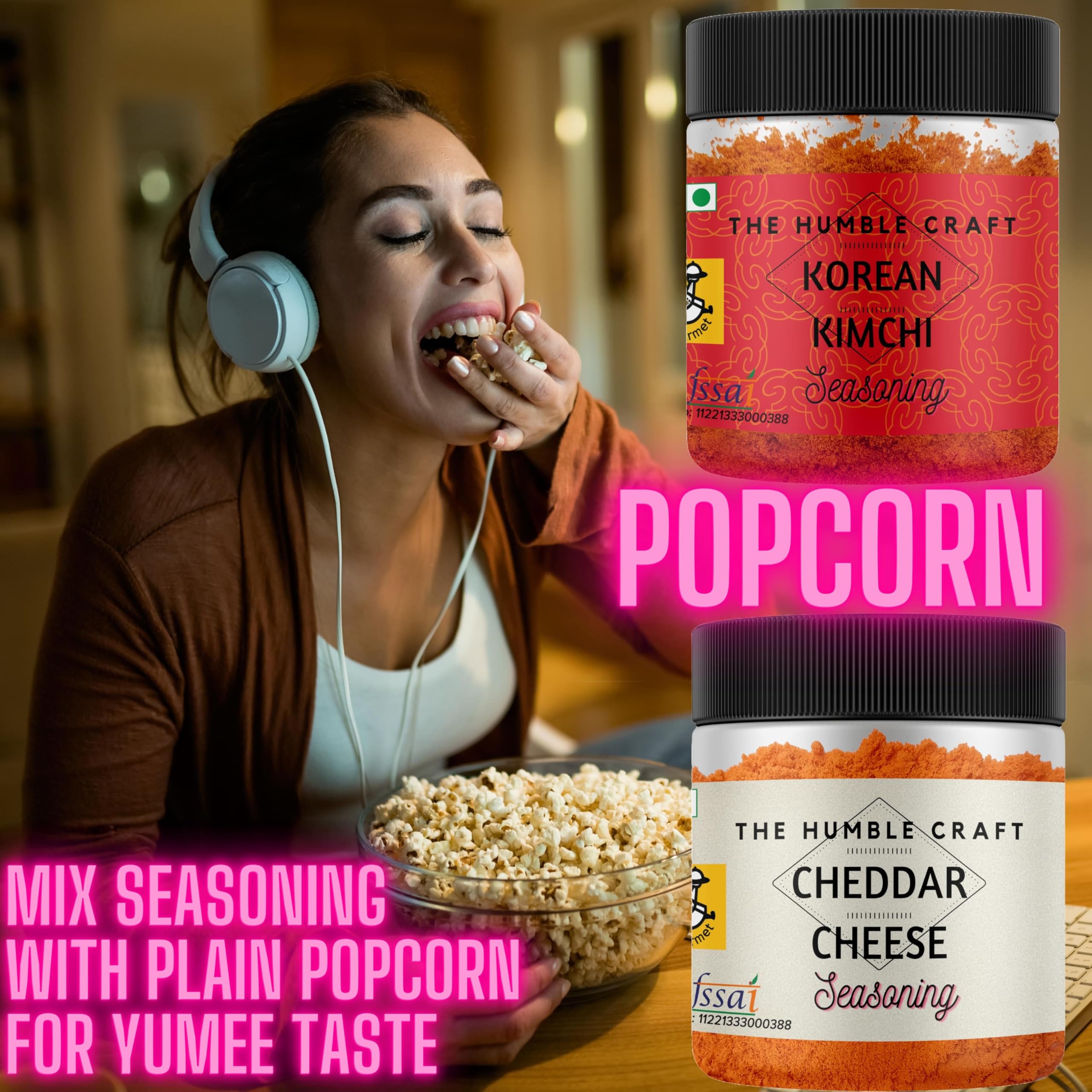 The Humble Craft Korean Kimchi Seasoning Powder - Spicy & Tangy Gochugaru Flavor for Popcorn, Snacks, Noodles, Ramen, Rice Cakes, Broth, Fries & Mayo Dip (100g) - Perfect for Movie Nights, Korean BBQ & Home Cooking