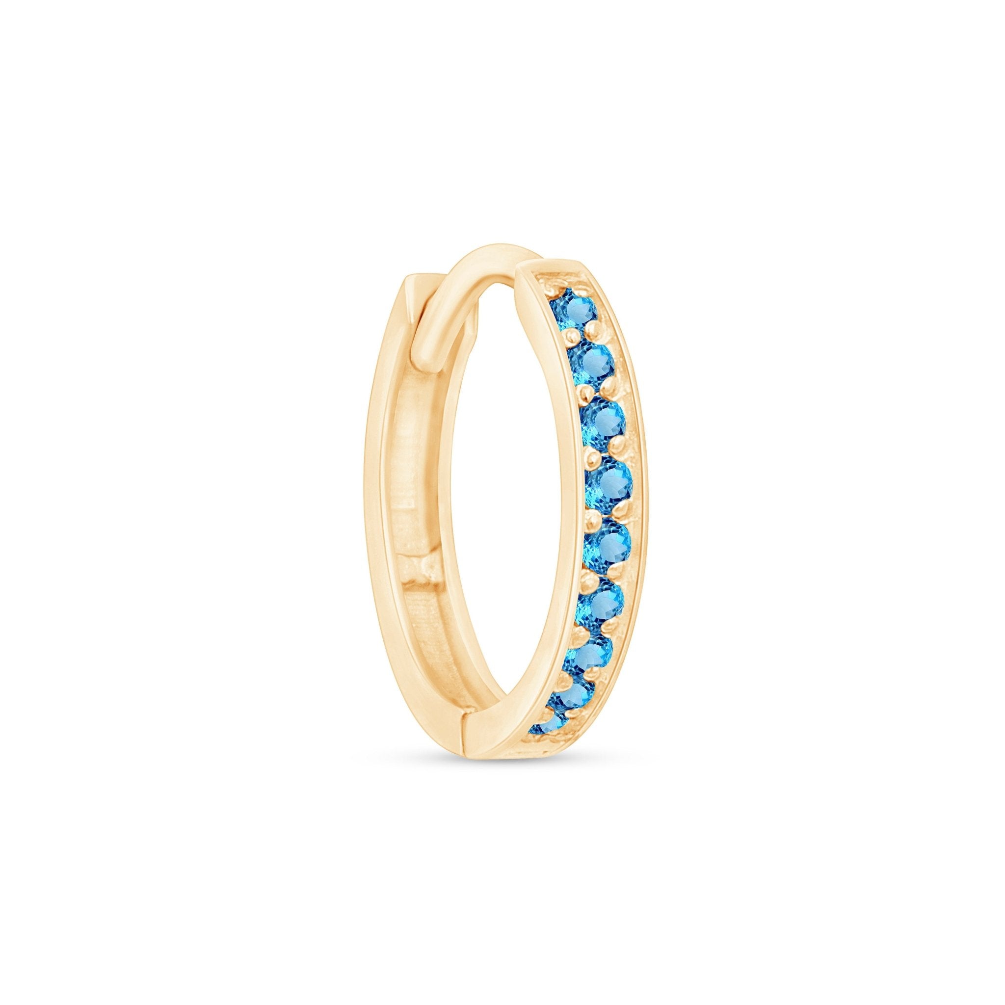 14K Yellow Gold London Blue Topaz Cartilage Hoop Earrings - Elegant Dainty Helix Earrings for Women, Perfect for Everyday Wear & Special Occasions