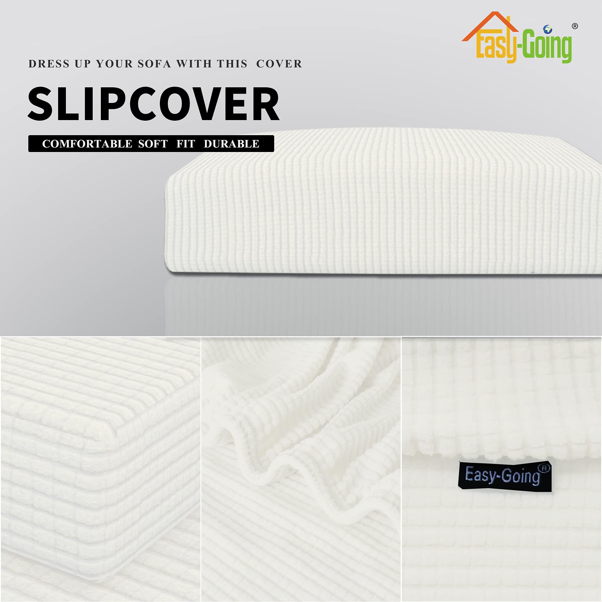Stretch Loveseat Cushion Cover - Soft Elastic Sofa Slipcover Protector for Furniture, Cream - Perfect for Living Room, Bedroom & Home Decor