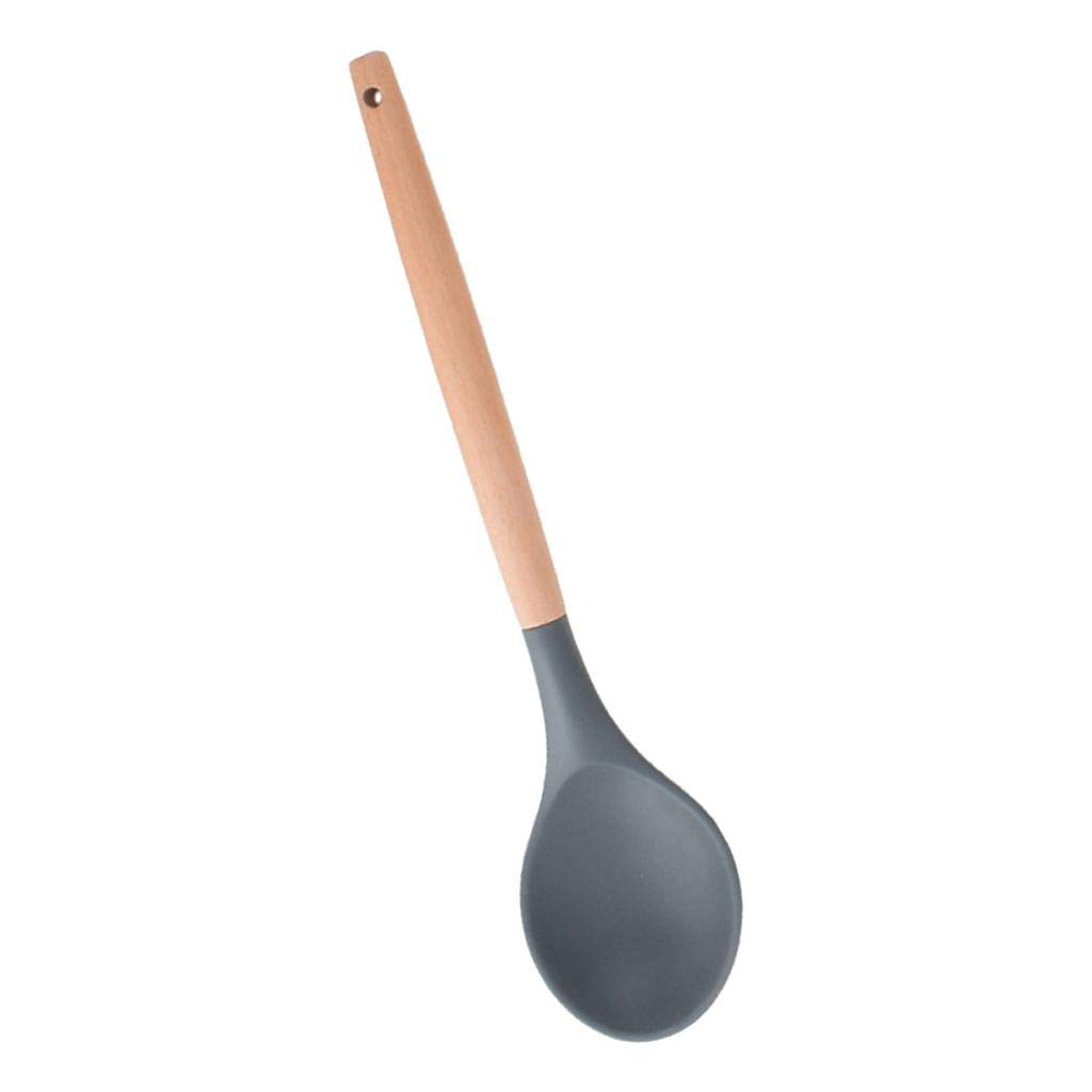 Non-Stick Silicone Cooking Utensils Set with Wooden Handle - Heat Resistant Kitchen Spatula, Turner & Spoon - Perfect for Baking, Frying & Everyday Cooking - Essential Kitchen Gadgets for Home Chefs