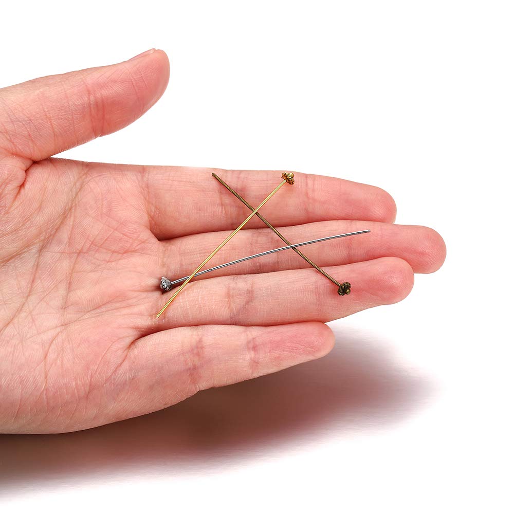 20pcs 50mm Gold Flower Head Pins for Jewelry Making - DIY Beading Supplies, Ball Head Pins, Jewelry Findings, Women's Craft Accessories (Antique Bronze) - Perfect for Earrings, Necklaces & Bracelets