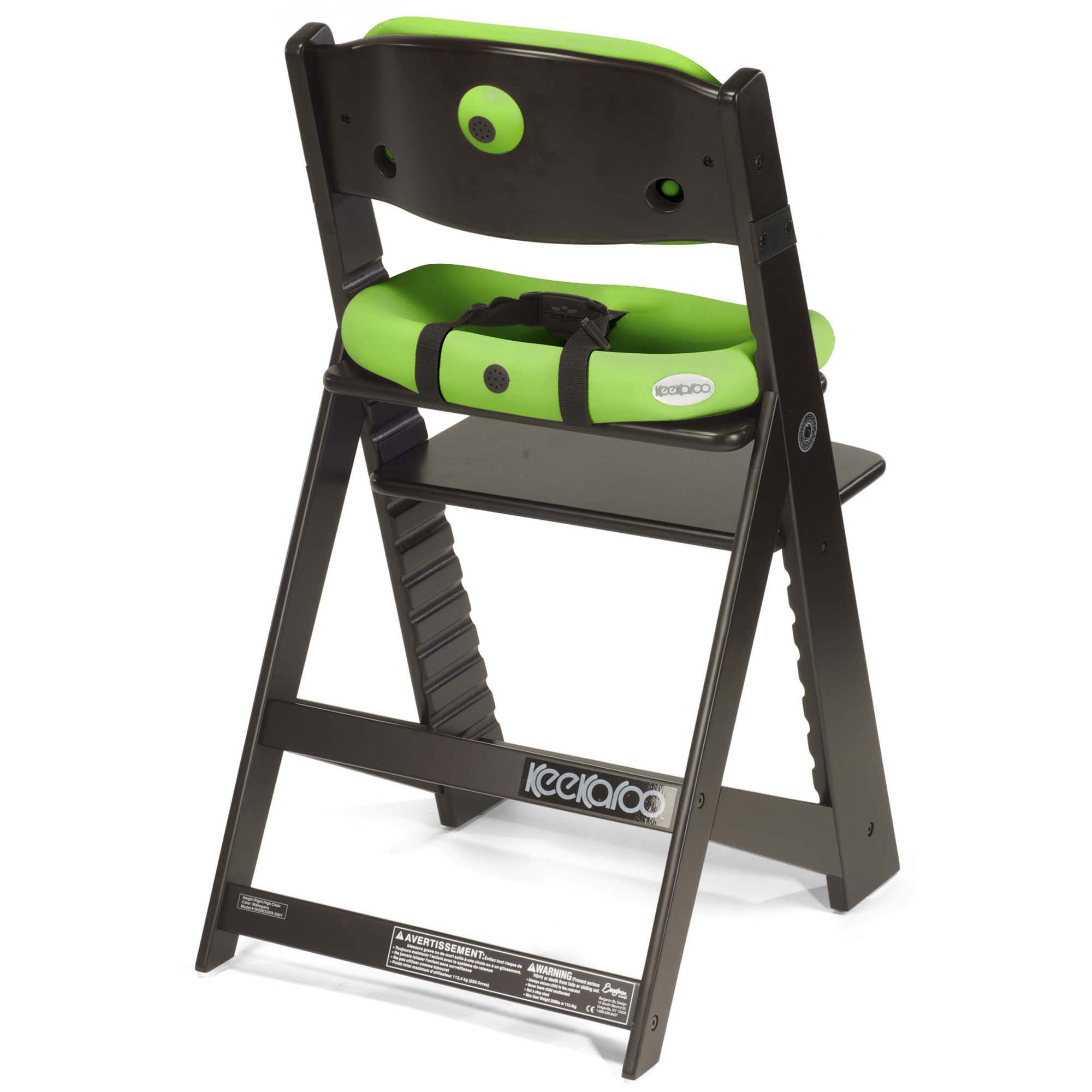 Keekaroo Kids Chair with Comfort Cushions - Espresso & Lime Color - Adjustable Height Toddler Chair for Dining, Learning & Play - Model 0055223KR-0001