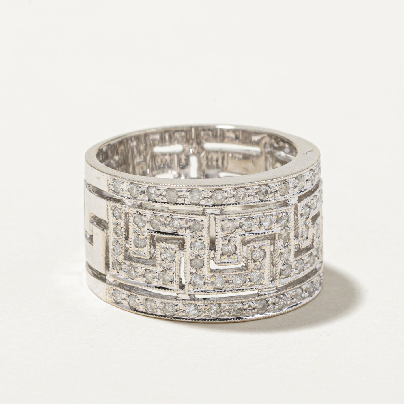 0.86ctw Diamond Geometric Wedding Band Ring - Size 6.75, Elegant Stackable Design for Bridal Jewelry & Anniversary Gifts