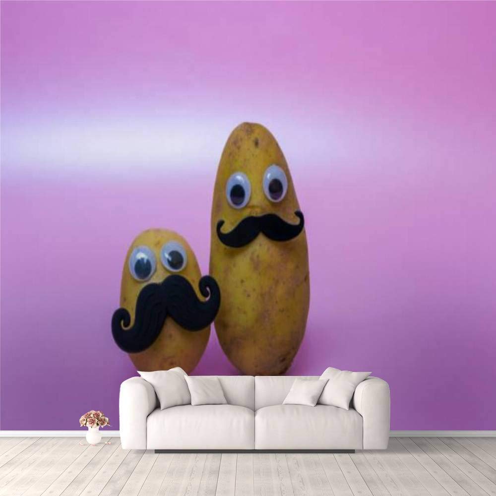 Funny Potato Head 3D Wallpaper with Face - Pink Background Self-Adhesive Wall Mural for Kids Room, Bedroom, Living Room & Dorm Decor | Easy Peel & Stick Wallpaper for Walls, Ceiling & Wardrobes | Playful Children's Room Decor & Creative Home Design