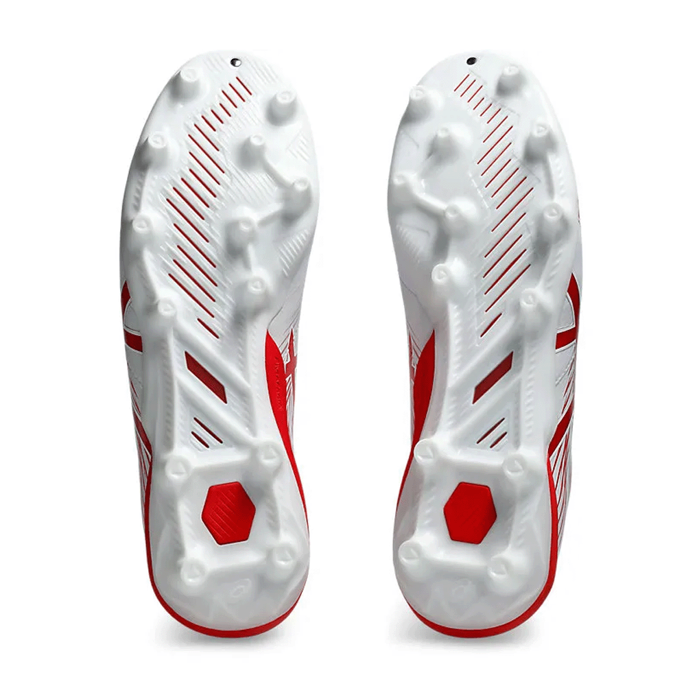 ASICS Swift Strike FG Football Cleats - White/Fiery Red Soccer Shoes for Men | Lightweight & Durable for Turf & Firm Ground | Perfect for Training & Matches