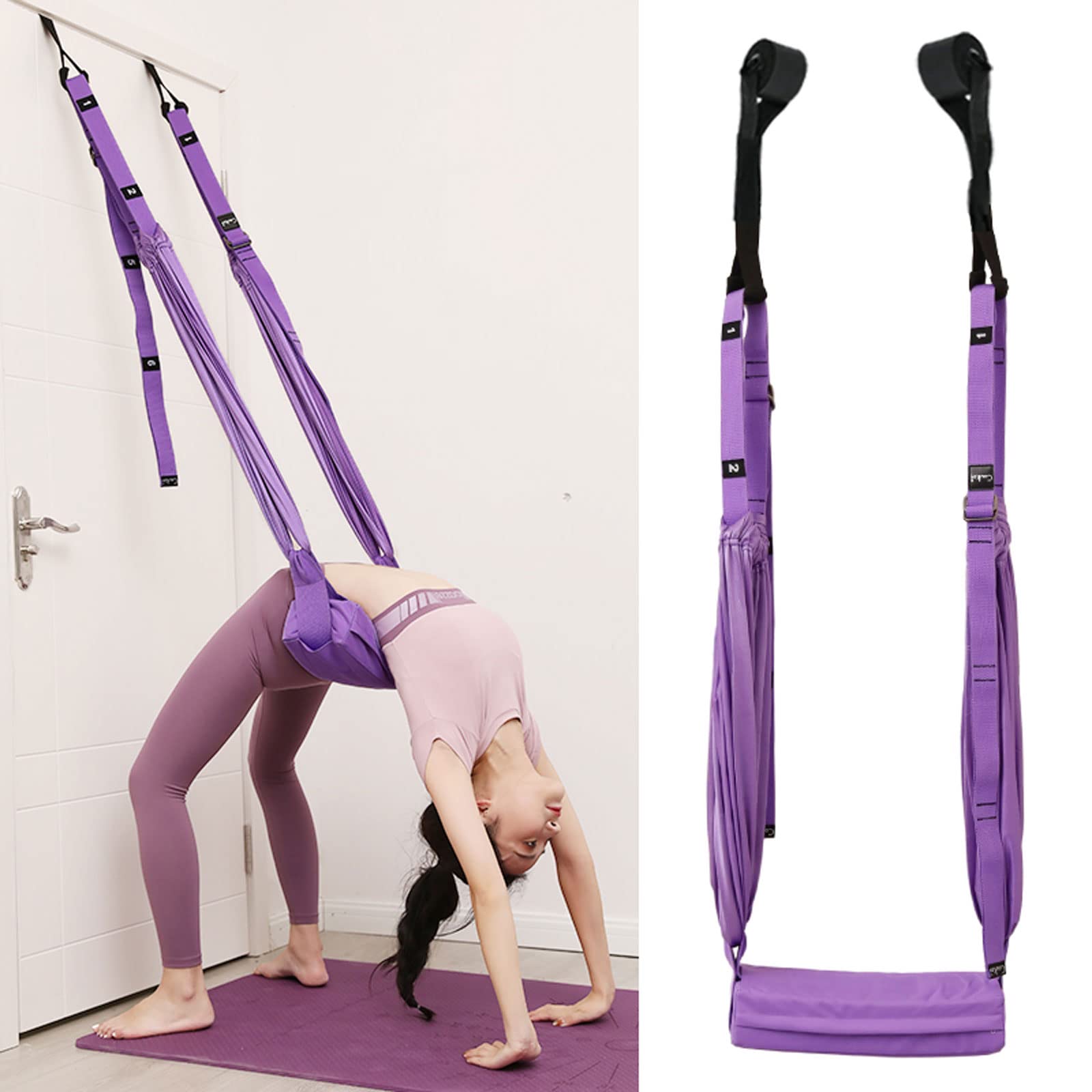 Upgraded Waist Back Leg Stretch Strap - Yoga Fitness Band & Leg Stretching Assist Trainer for Home Gym, Dance, Ballet, Gymnastics - Perfect for Flexibility Training, Backbend Practice & Splits Workout