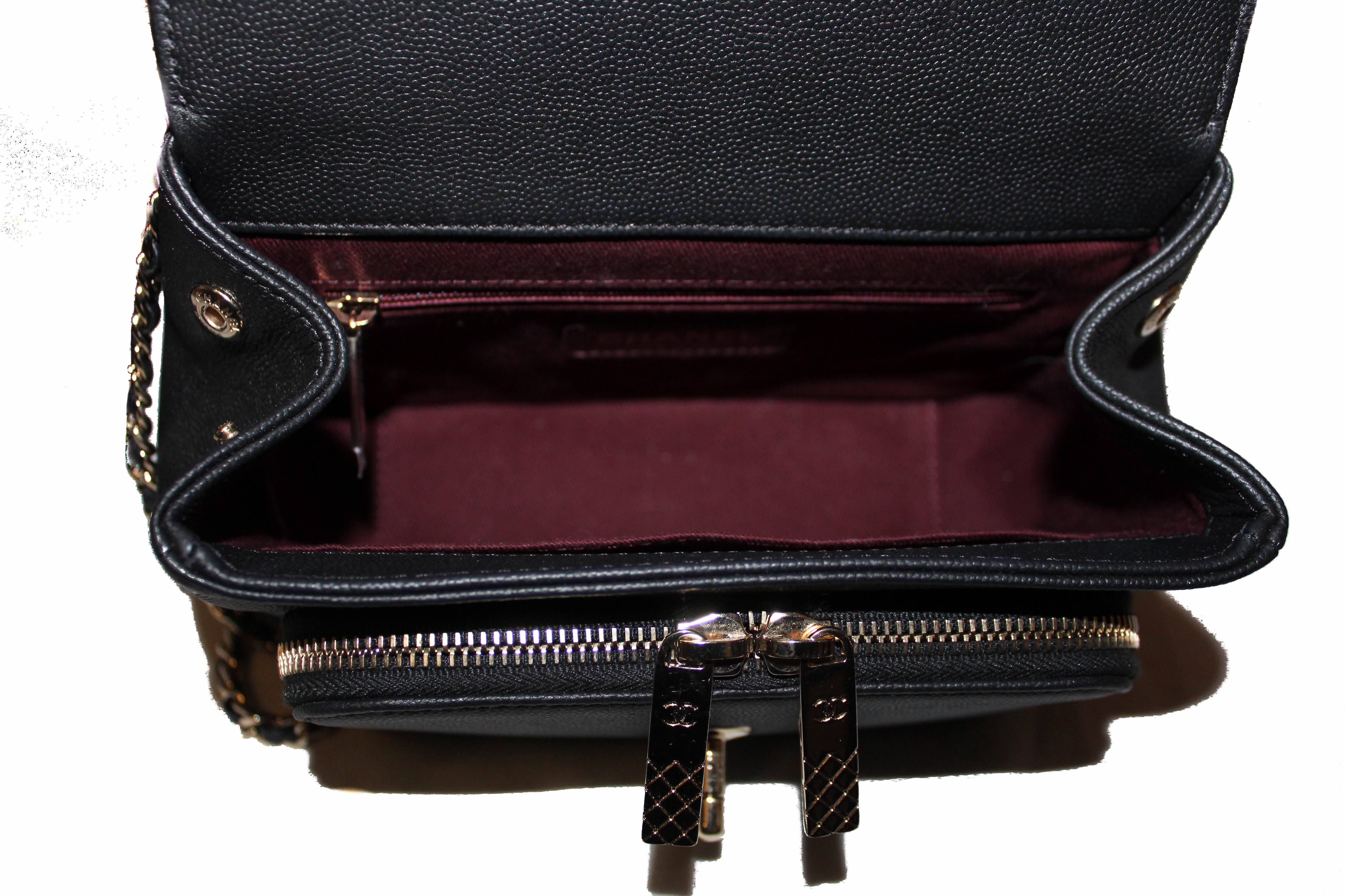 Authentic Chanel Black Calf Leather Small Business Affinity Messenger Crossbody Bag for Women | Luxury Designer Handbag for Work, Travel & Everyday Use