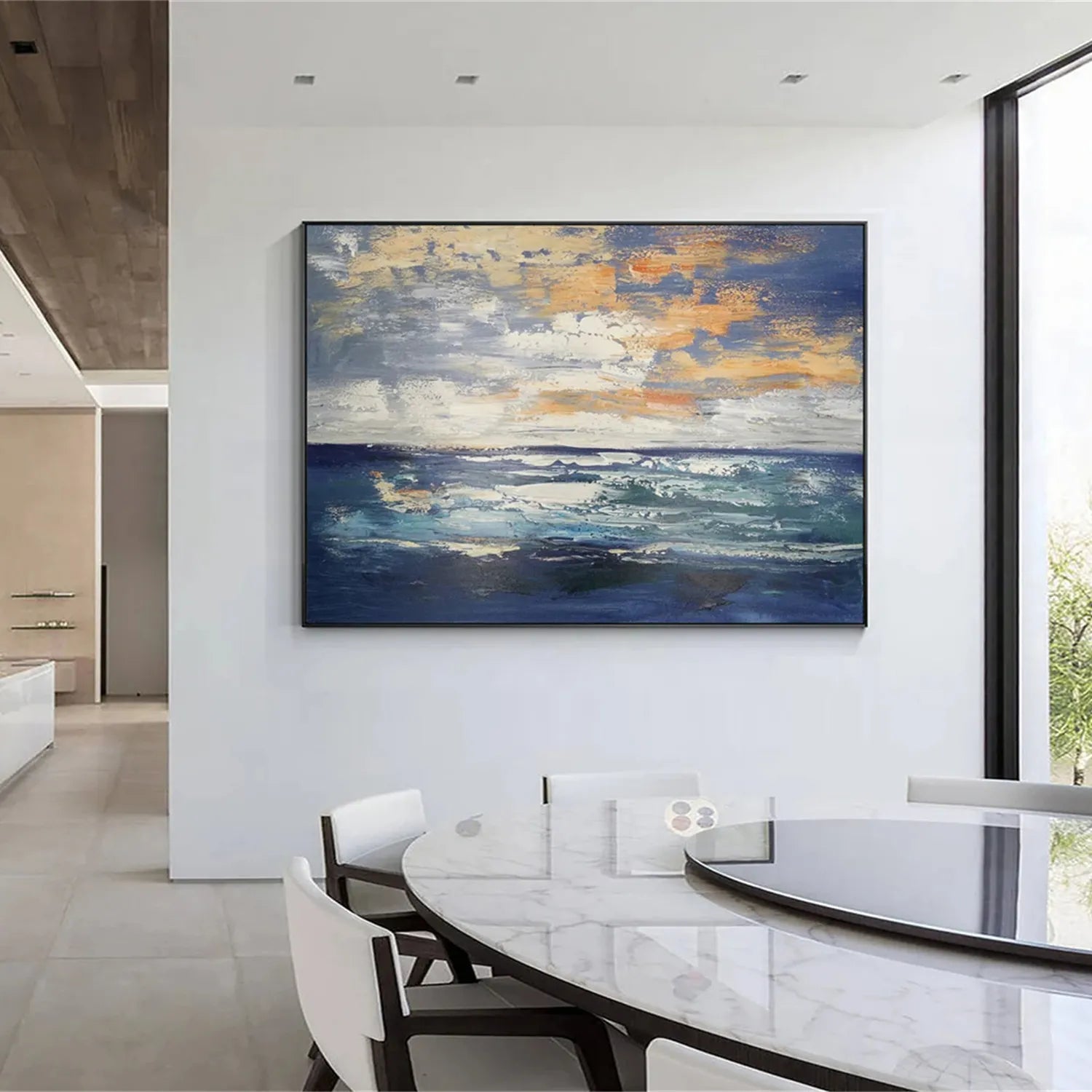 Ocean and Sky Painting #OS 179 - Handmade Canvas Wall Art for Home & Office Decor - Perfect for Living Room, Bedroom, or Office Wall Decor