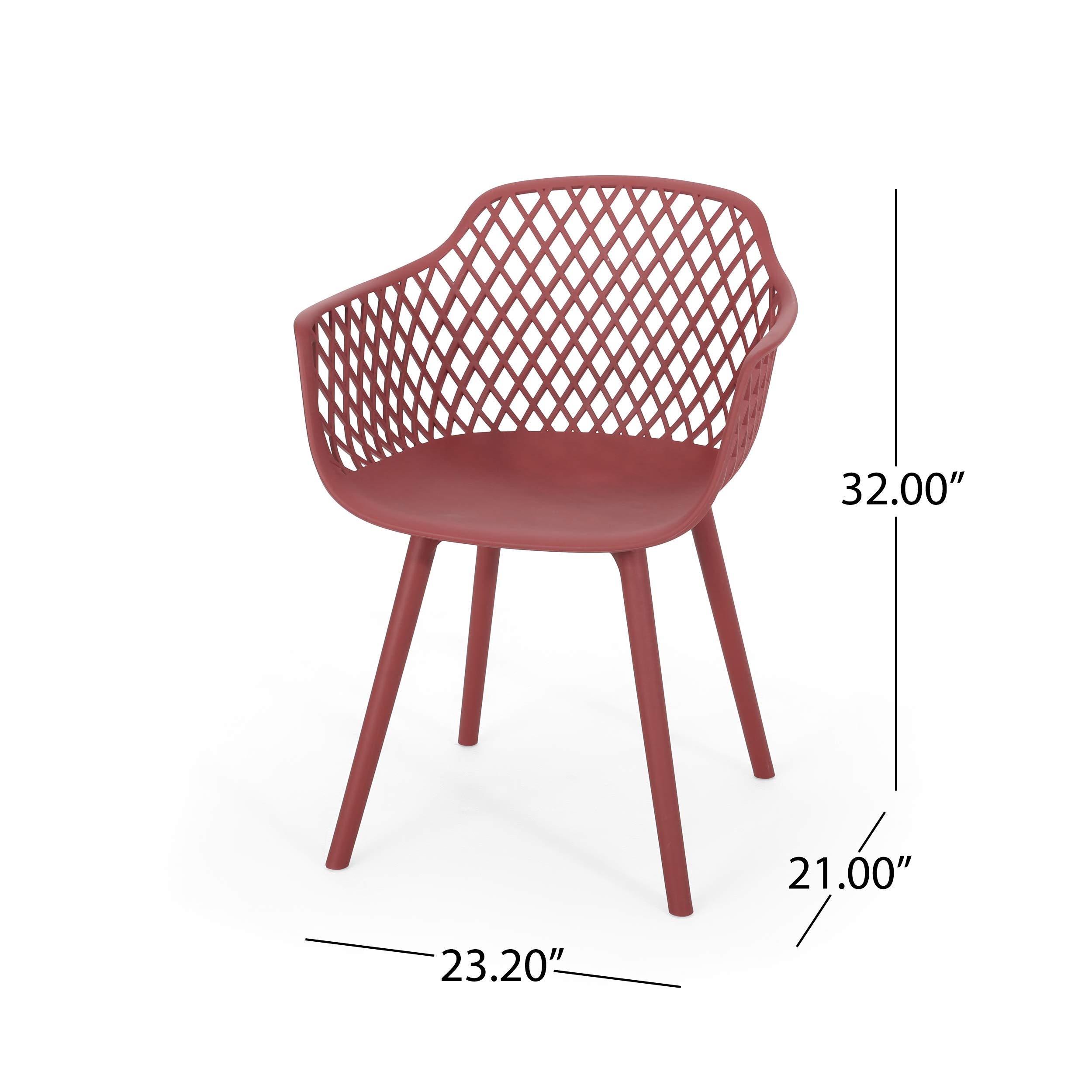 Christopher Knight Home Delia Outdoor Dining Chair Set of 2 - Weather-Resistant Red Patio Chairs for Backyard, Garden & Poolside Dining