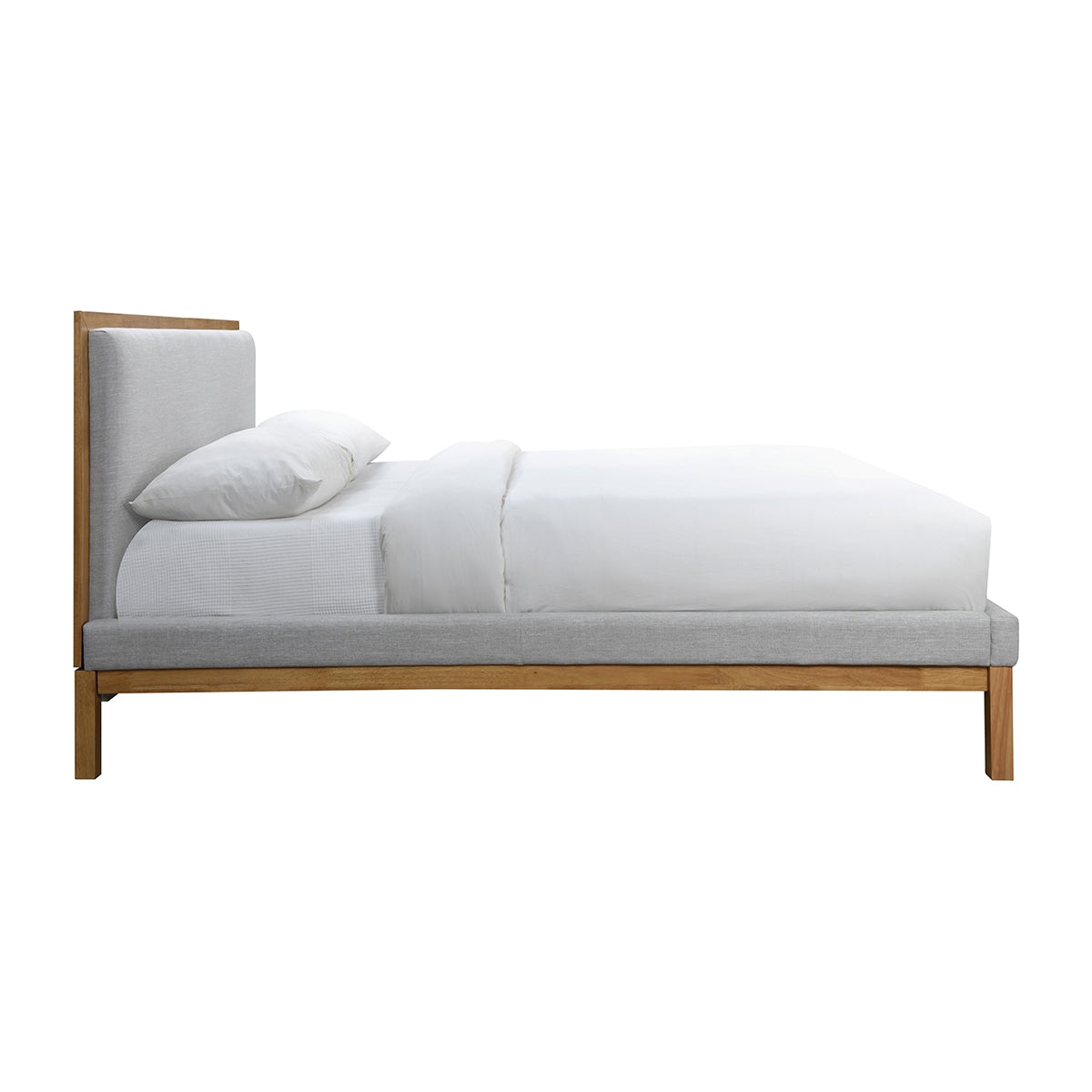 Amelia King Size Bed Frame - Solid Oak Wood, Light Grey Finish - Perfect for Master Bedroom, Guest Room & Modern Home Decor
