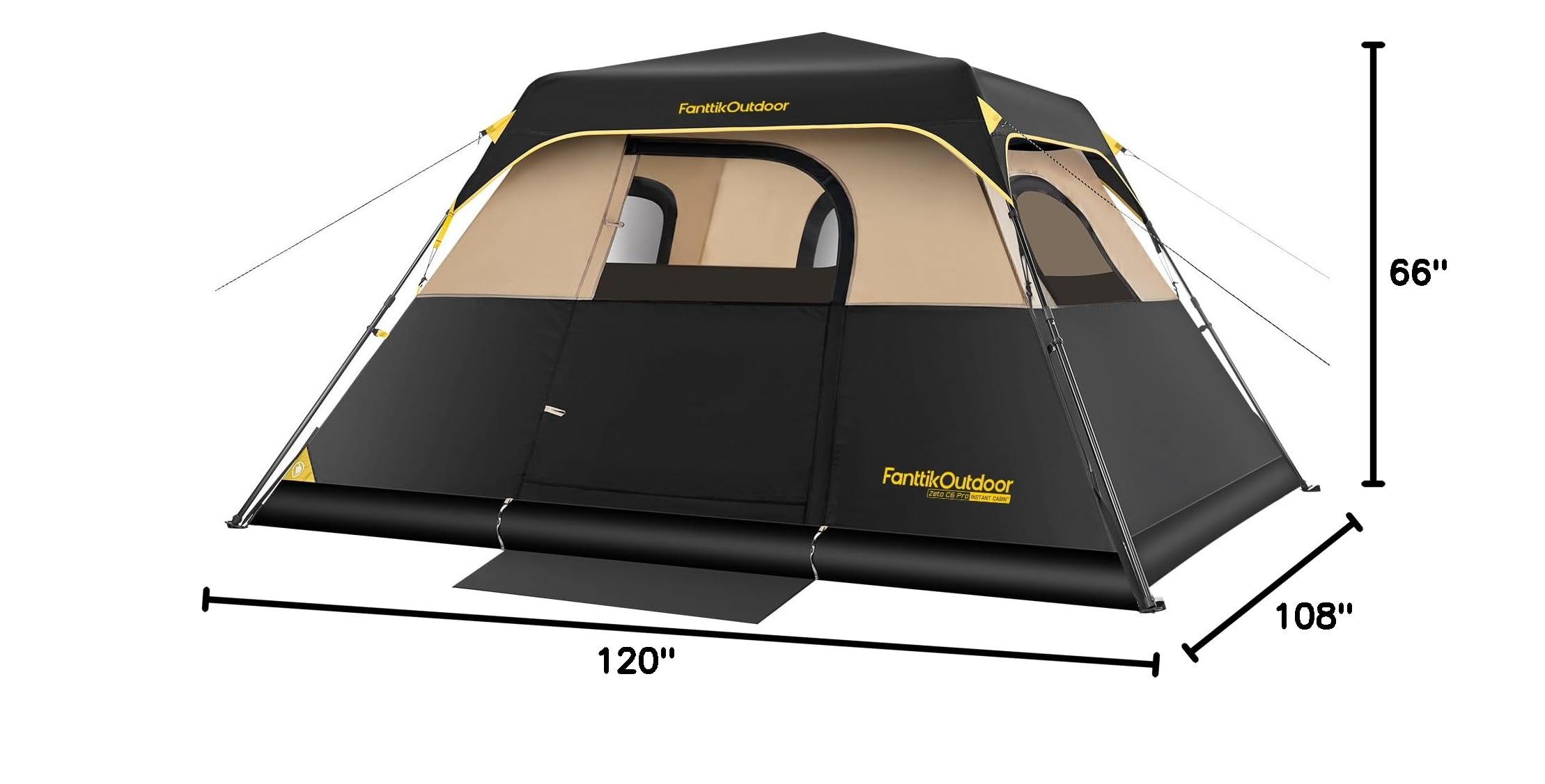 Fanttik Instant Cabin Tent for 4/6/8/10 Person - 60 Second Setup, Waterproof Rainfly & Windproof Design - Portable Camping Tent with Carry Bag for Family Camping, Hiking, Backpacking & Outdoor Adventures