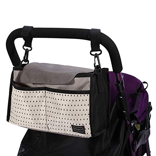 Multi-Functional Baby Stroller Organizer Bag - Large Capacity Diaper Storage with Insulated Bottle Pockets, Black | Perfect for Strollers, Car Seats & Travel Accessories