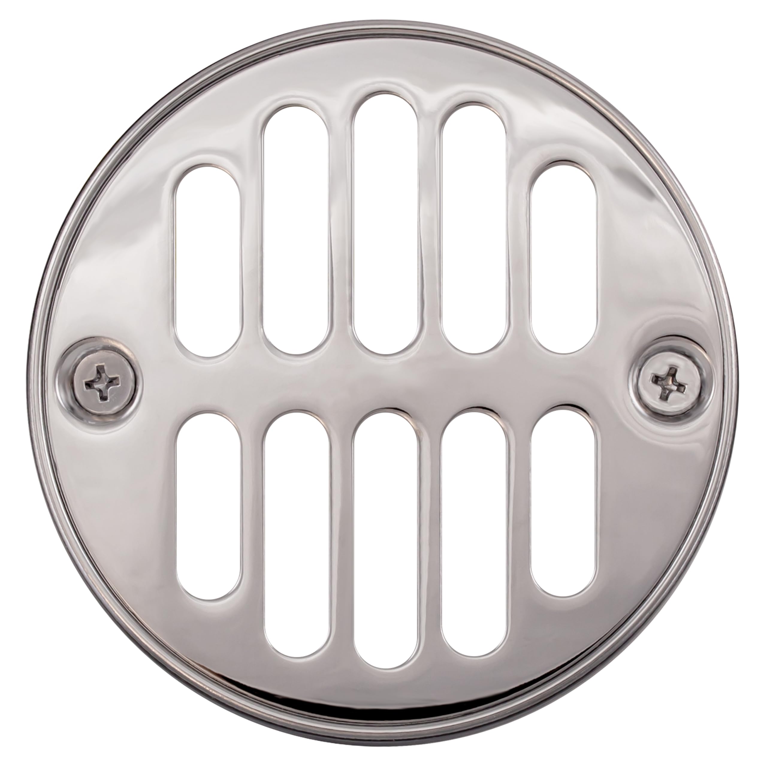 Westbrass D312-26 Polished Chrome Shower Drain Strainer Set with Screw-In Grill & Crown - Perfect for Bathroom, Shower & Bathtub Drain Installation