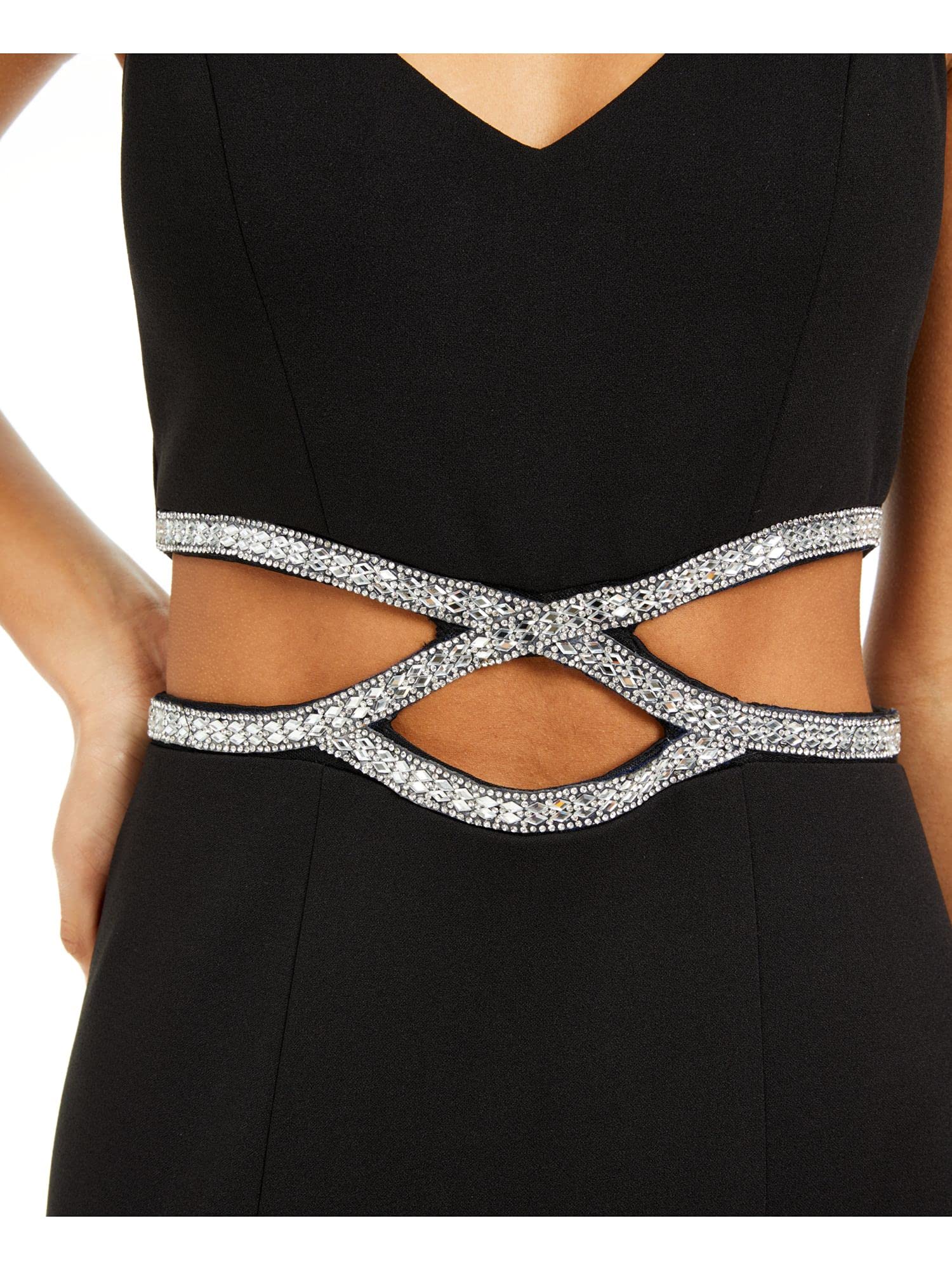 Elegant Women's Peek-a-Boo Jeweled Waist Party Dress - Sexy Sparkling Evening Gown for Prom, Cocktail, Wedding & Special Occasions