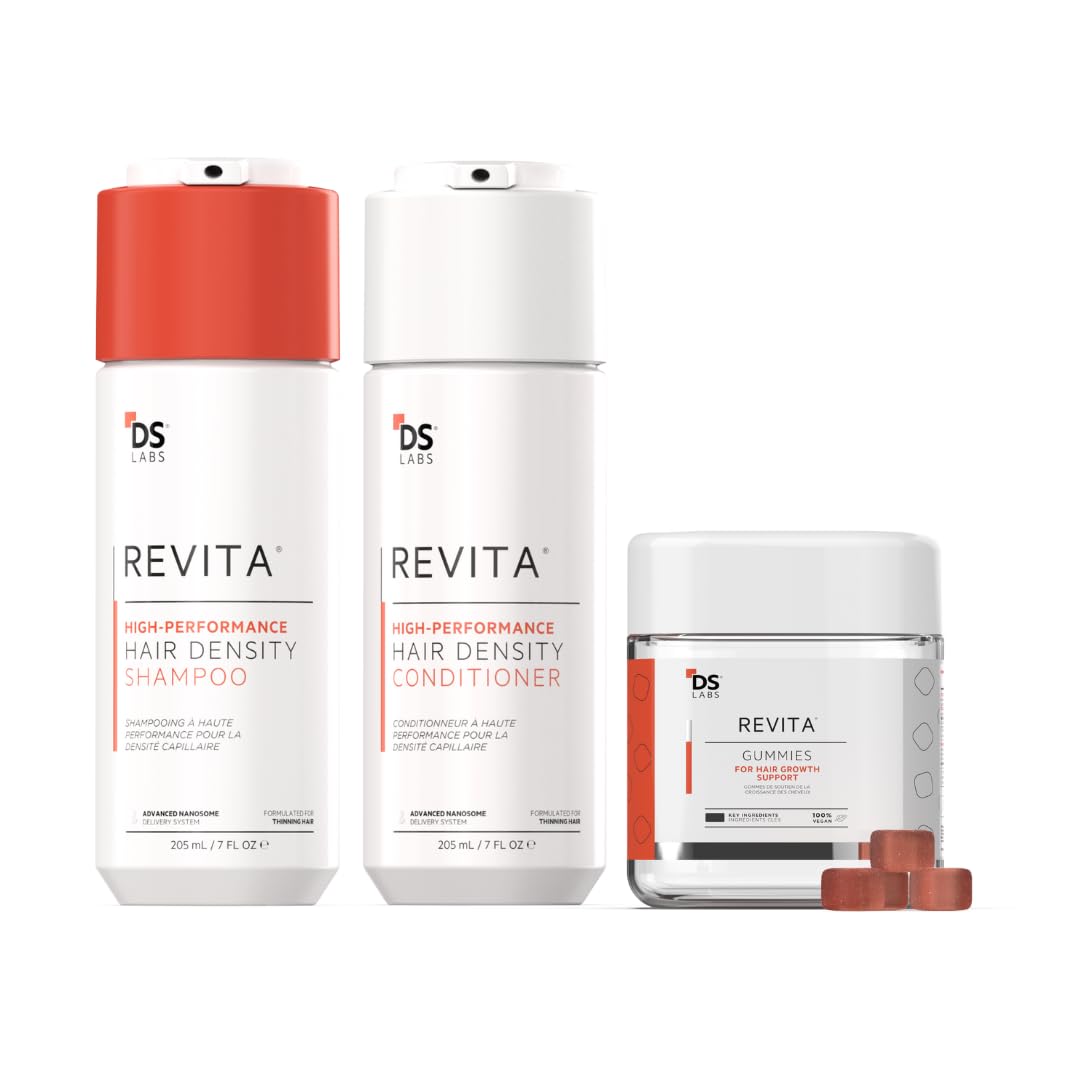 DS Labs Revita Shampoo & Conditioner Set with Hair Growth Gummies - Thickening Hair Care System for Fuller, Healthier Hair - Supports Hair Growth with Vitamins - Perfect for Thinning Hair & Daily Hair Care Routine
