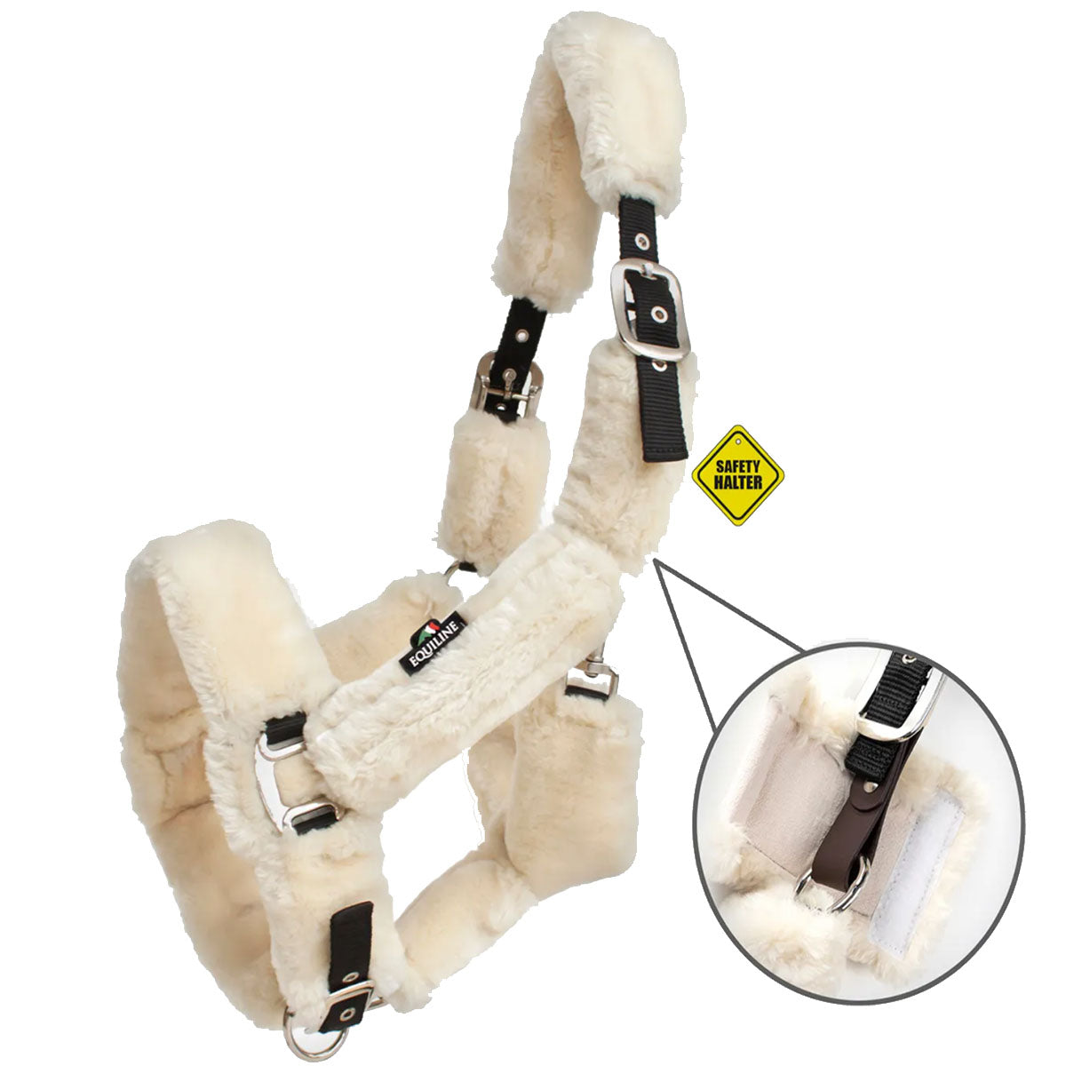 Equiline Terris Sheepskin Shipping Halter for Horses - Comfortable & Breathable Equestrian Halter for Safe Transport & Training | Perfect for Trail Riding, Shows & Stable Use