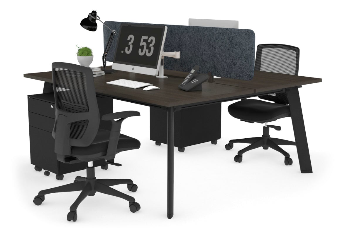 2 Person Workstation with Black Frame - 1200L x 800W Office Desk with Cable Management | Perfect for Home Office, Coworking Spaces & Small Business Teams