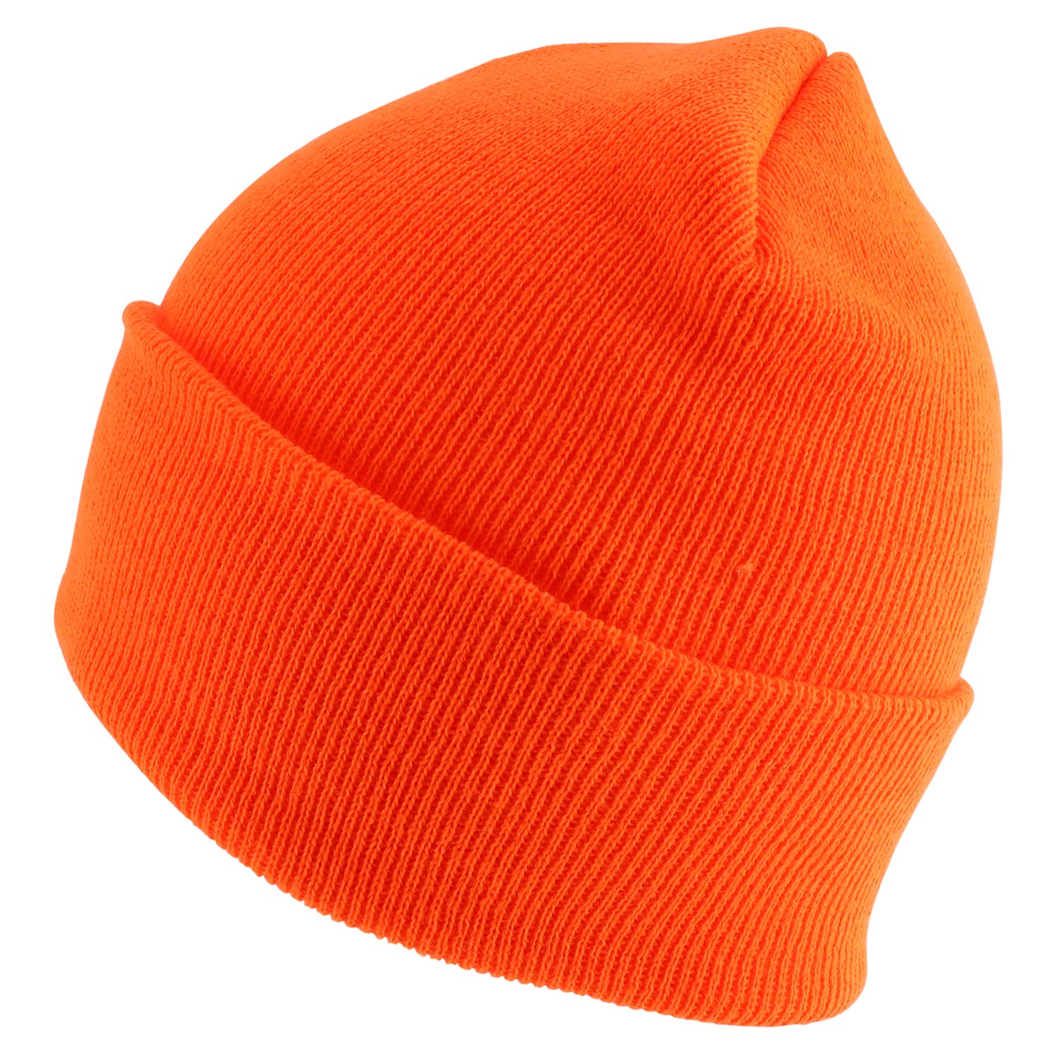 USA Made High Visibility Neon Color Stretchy Winter Beanie - Warm Fleece Lined Cuff Hat for Outdoor Activities, Running, Cycling & Snow Sports