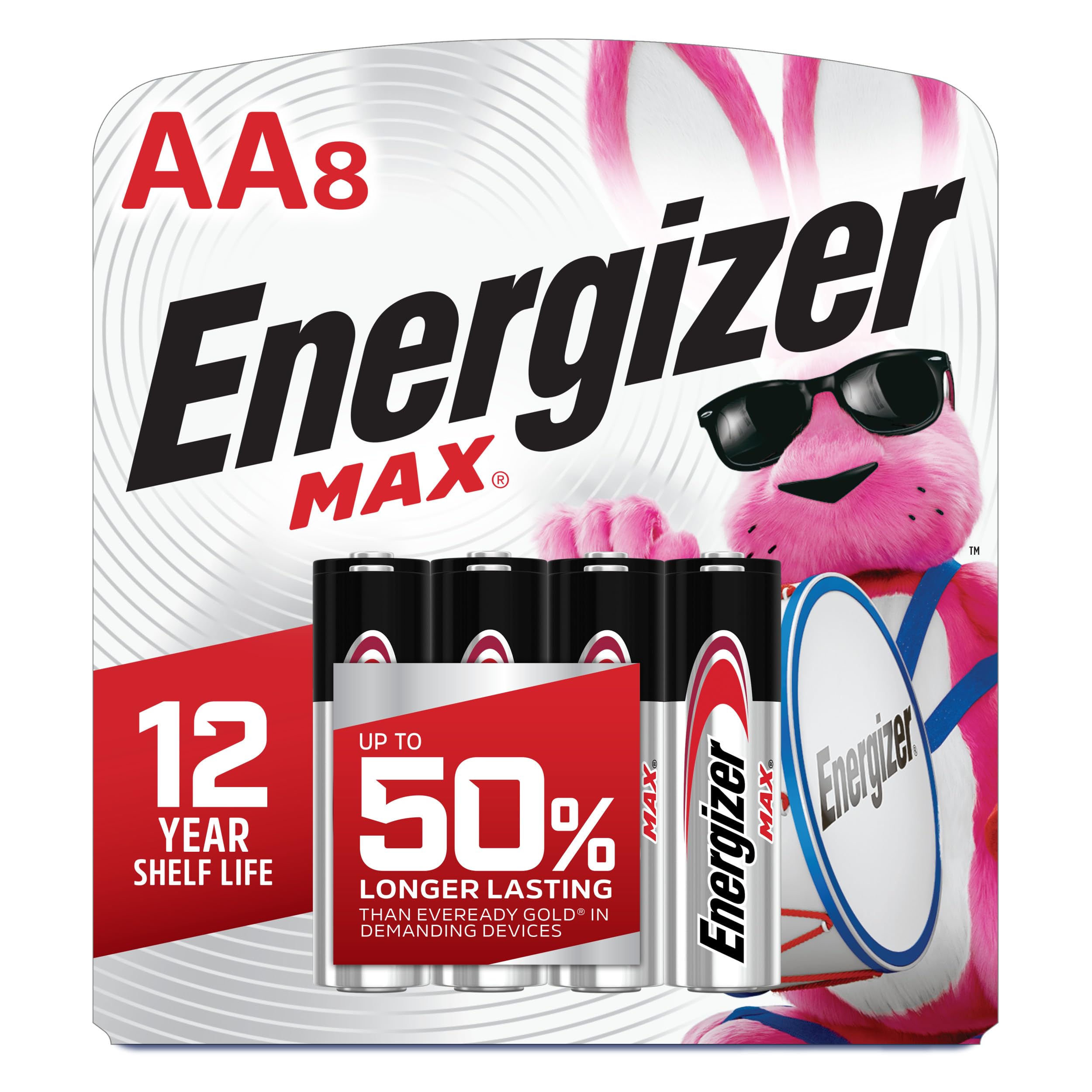 Energizer MAX AA Alkaline Batteries (8 Pack) - Long-Lasting Power for Toys, Flashlights, Remote Controls & More