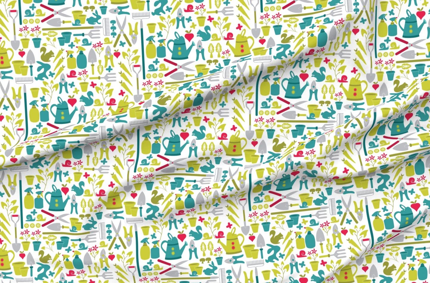 Premium Spoonflower Fabric - Gardening Tools & Spring Farming Print on Velvet Upholstery Fabric by The Yard | Home Decor, Apparel & DIY Projects for Garden Enthusiasts