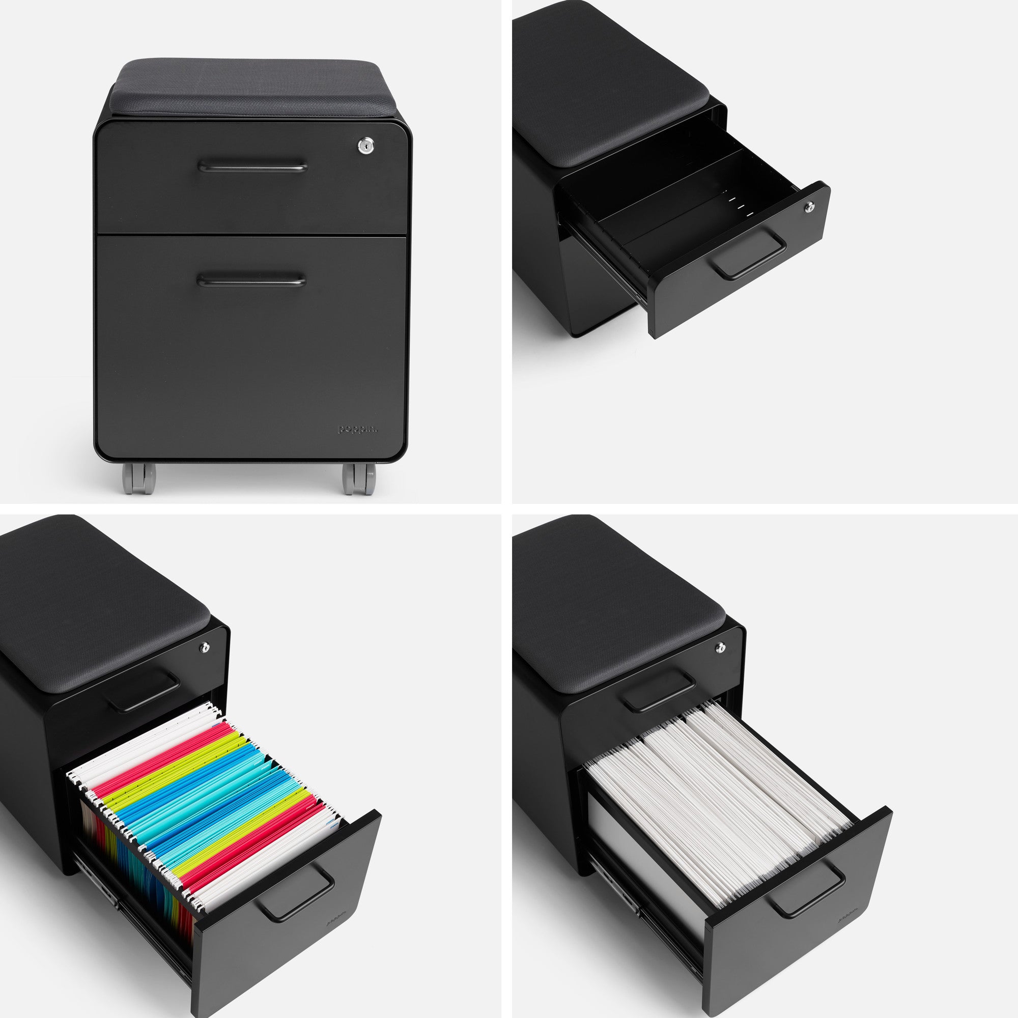 Mini Stow 2-Drawer Rolling File Cabinet - Portable Office Storage Organizer for Documents, Folders & Supplies - Perfect for Home Office, Small Spaces & Workstations